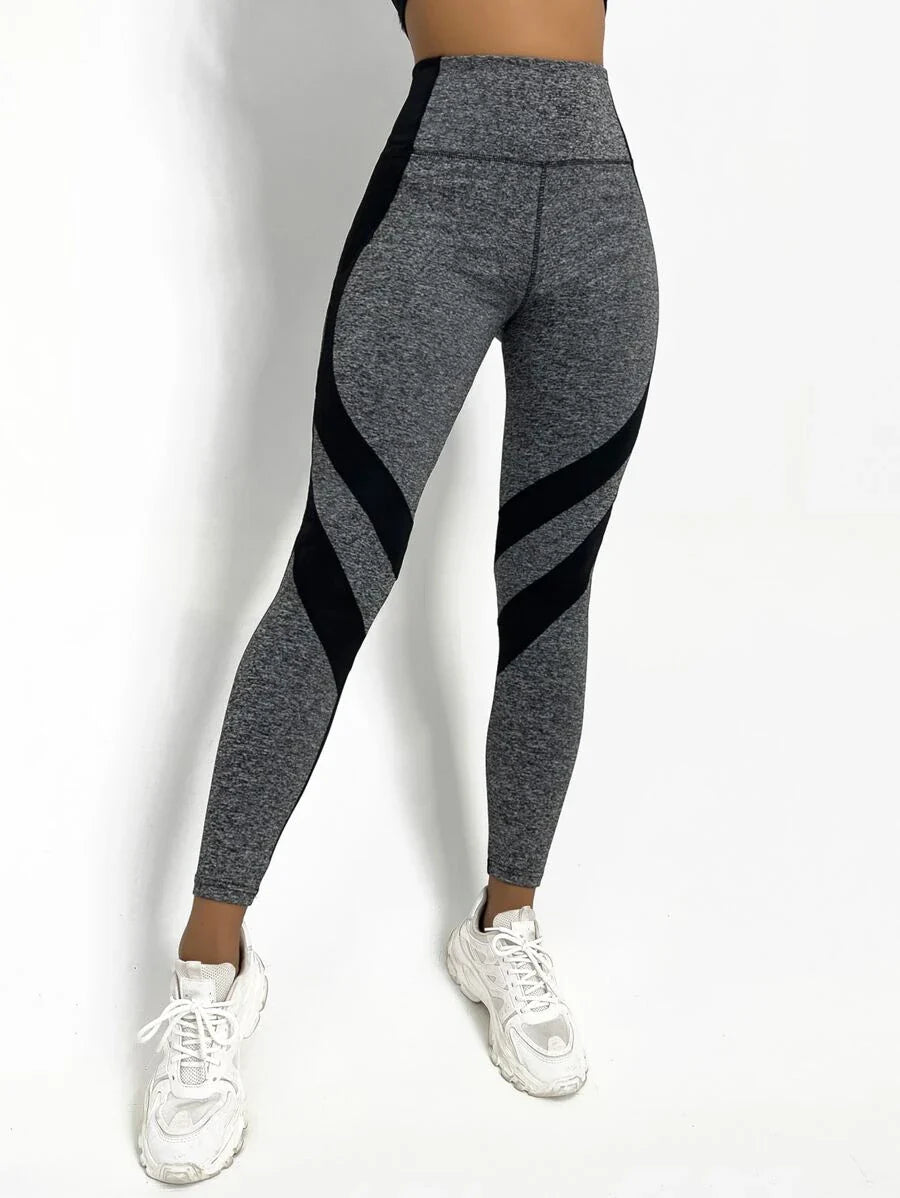 Two Tone Yoga Leggings Tummy Control Sports Tights