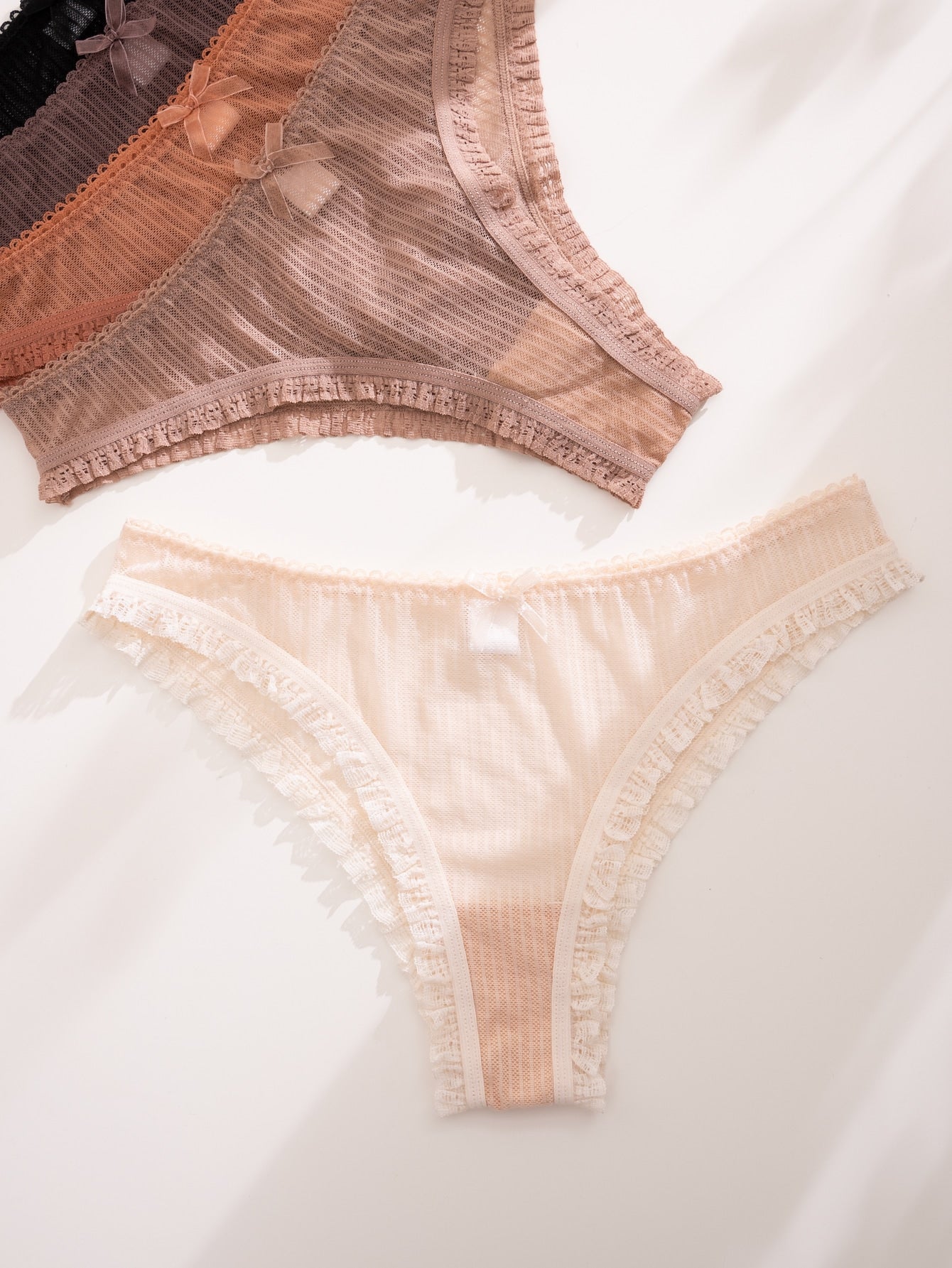 5pack Lace Trim Bow Front Panty Set