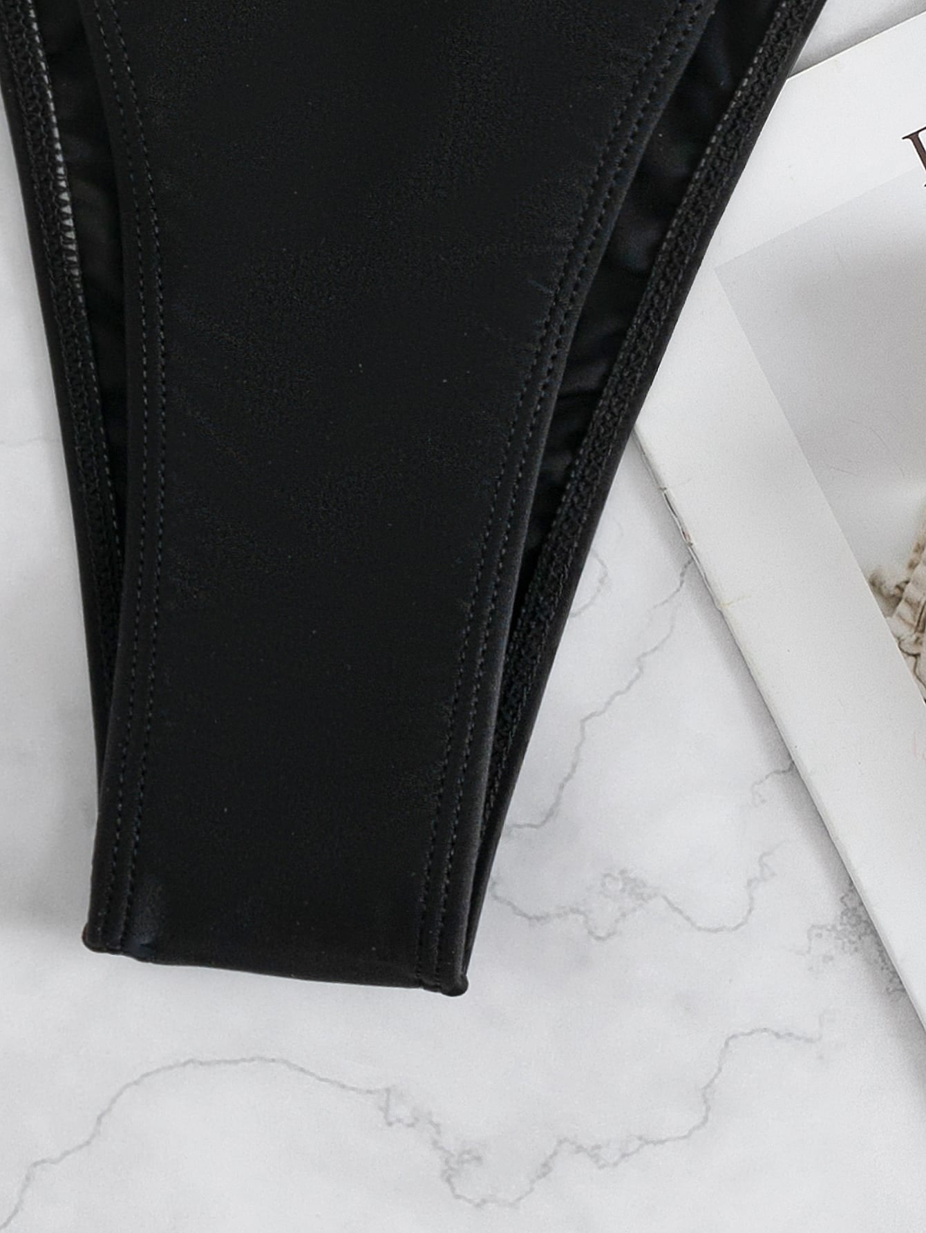 Chain Detail Cut Out Thong Bikini Bottom