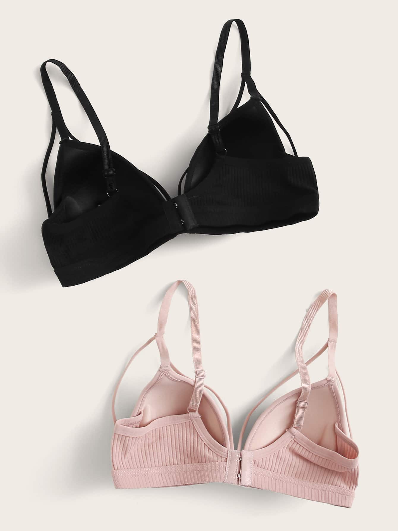 2 Packs Ribbed Harness Bra Set