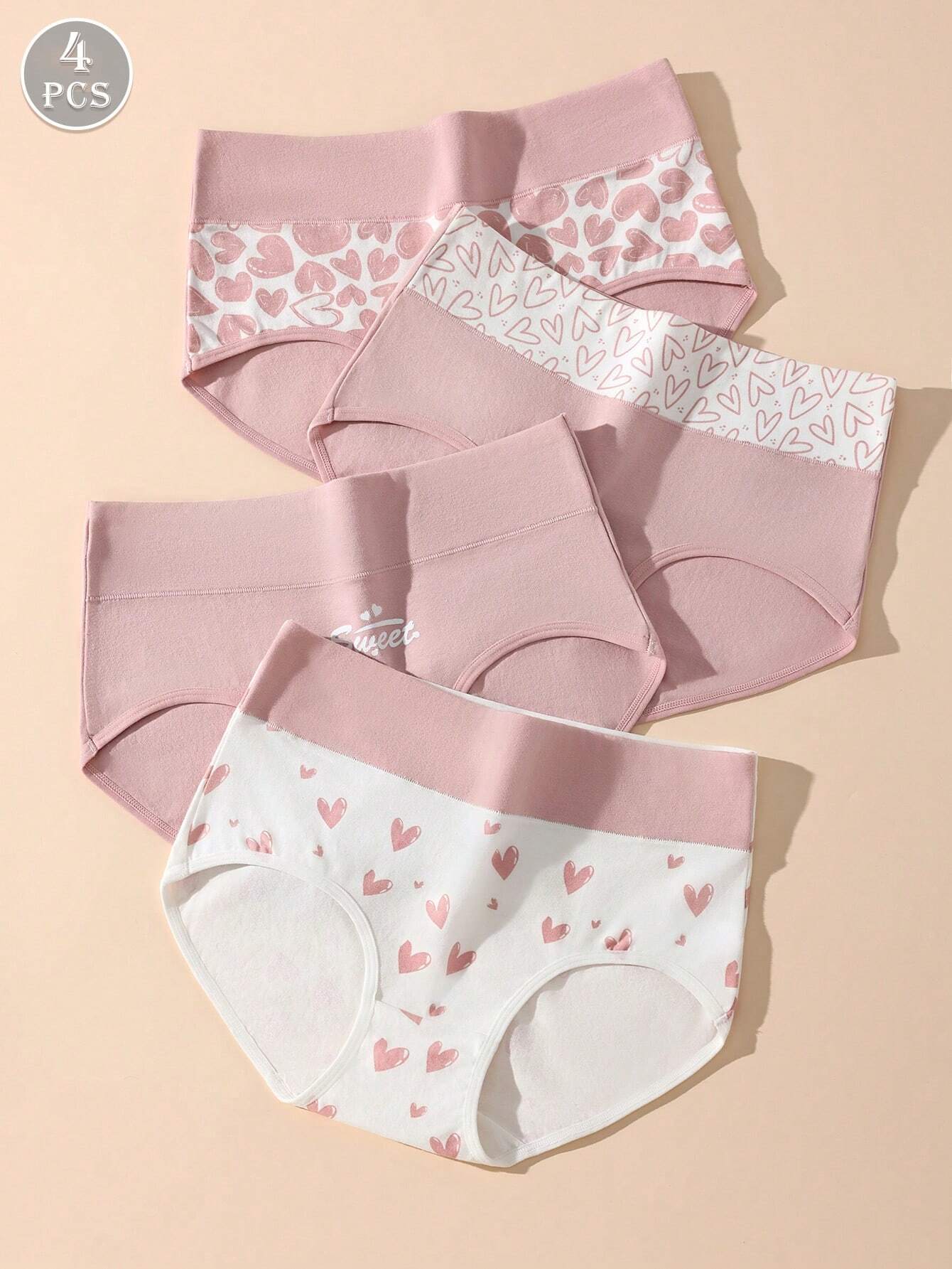 4pcs/set Comfortable &amp; Breathable Ladies' Triangle Panties