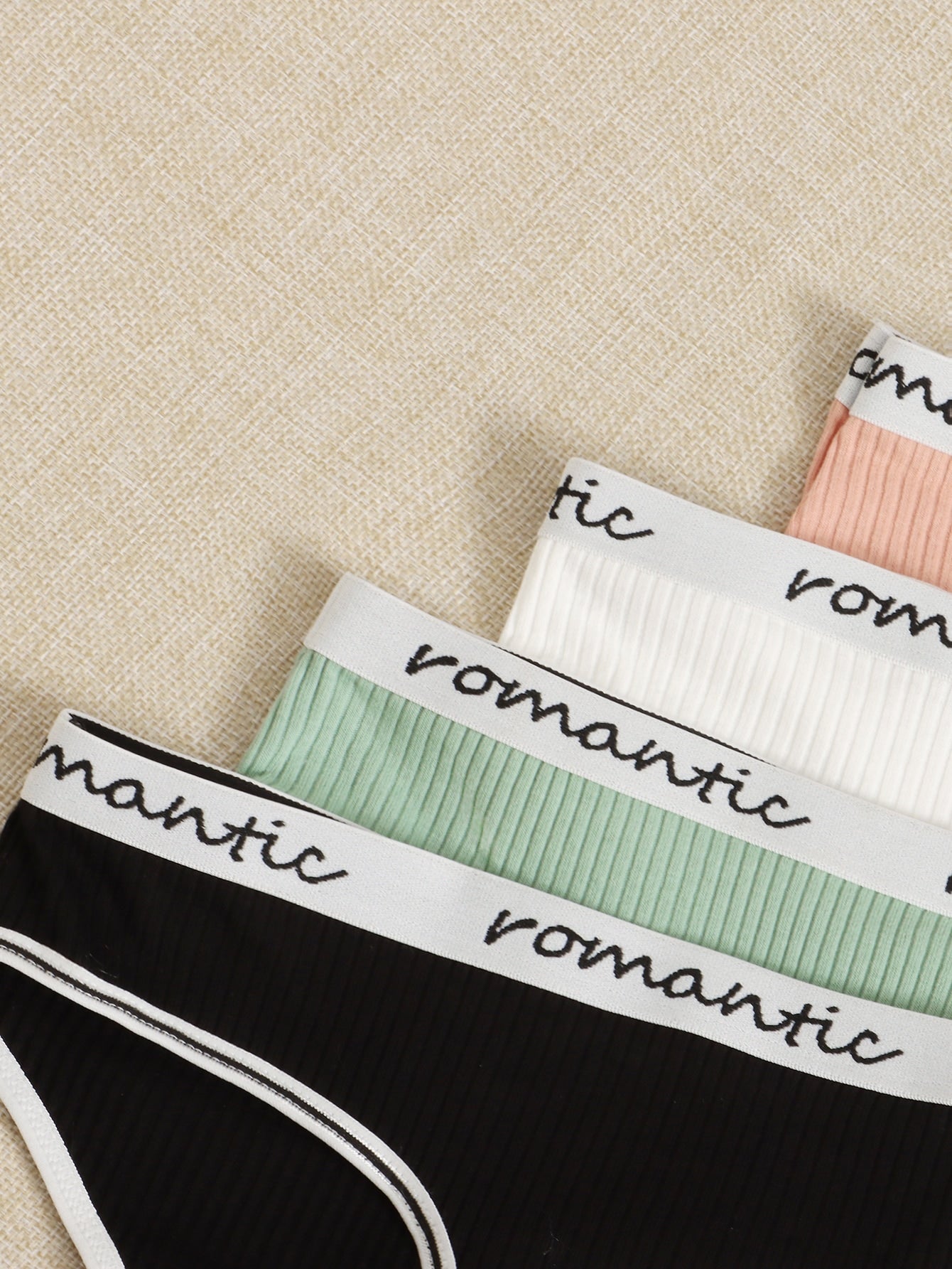 7pack Letter Tape Ribbed Knit Contrast Binding Brief