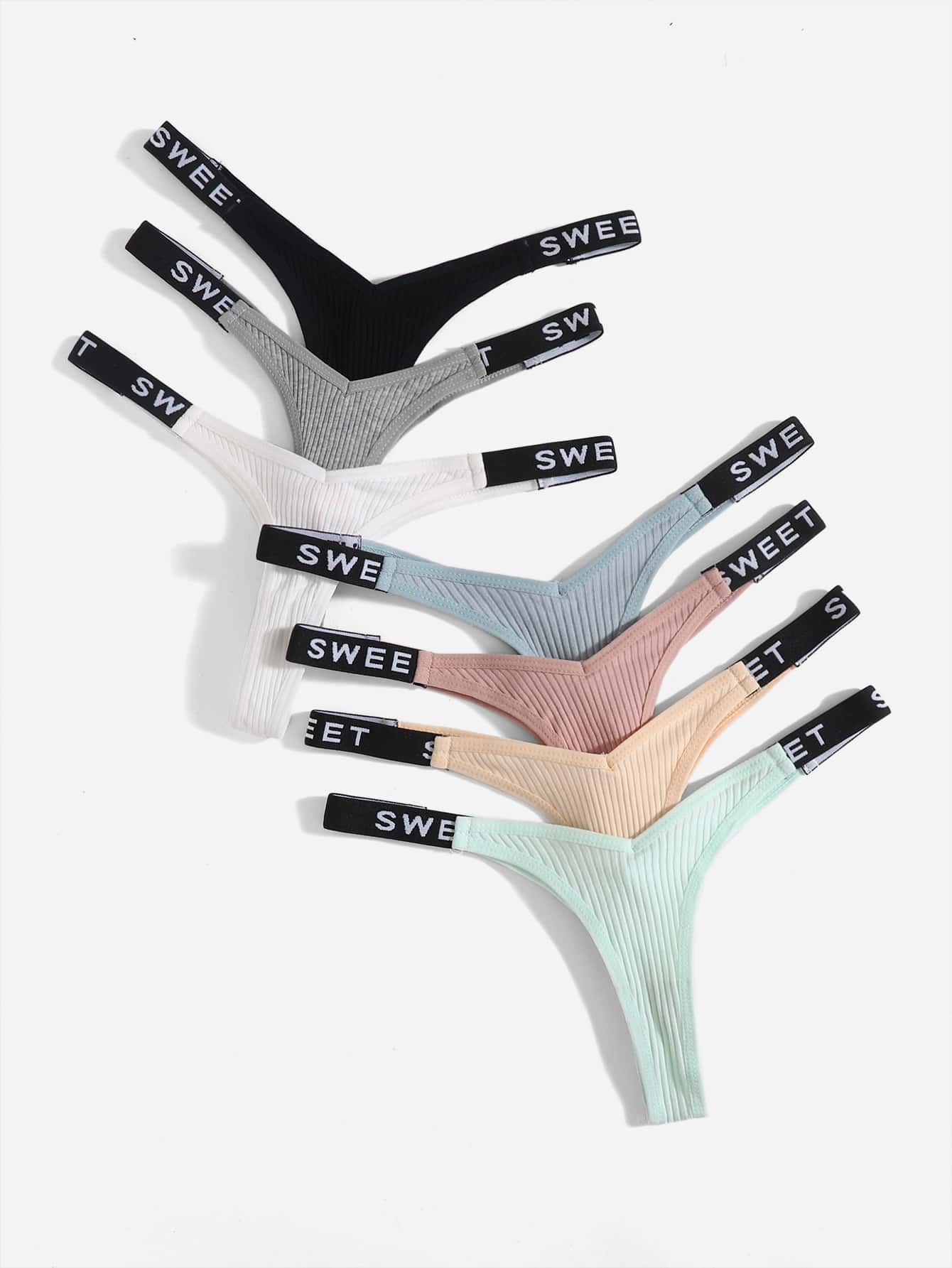 7pack Letter Tape Panty Set