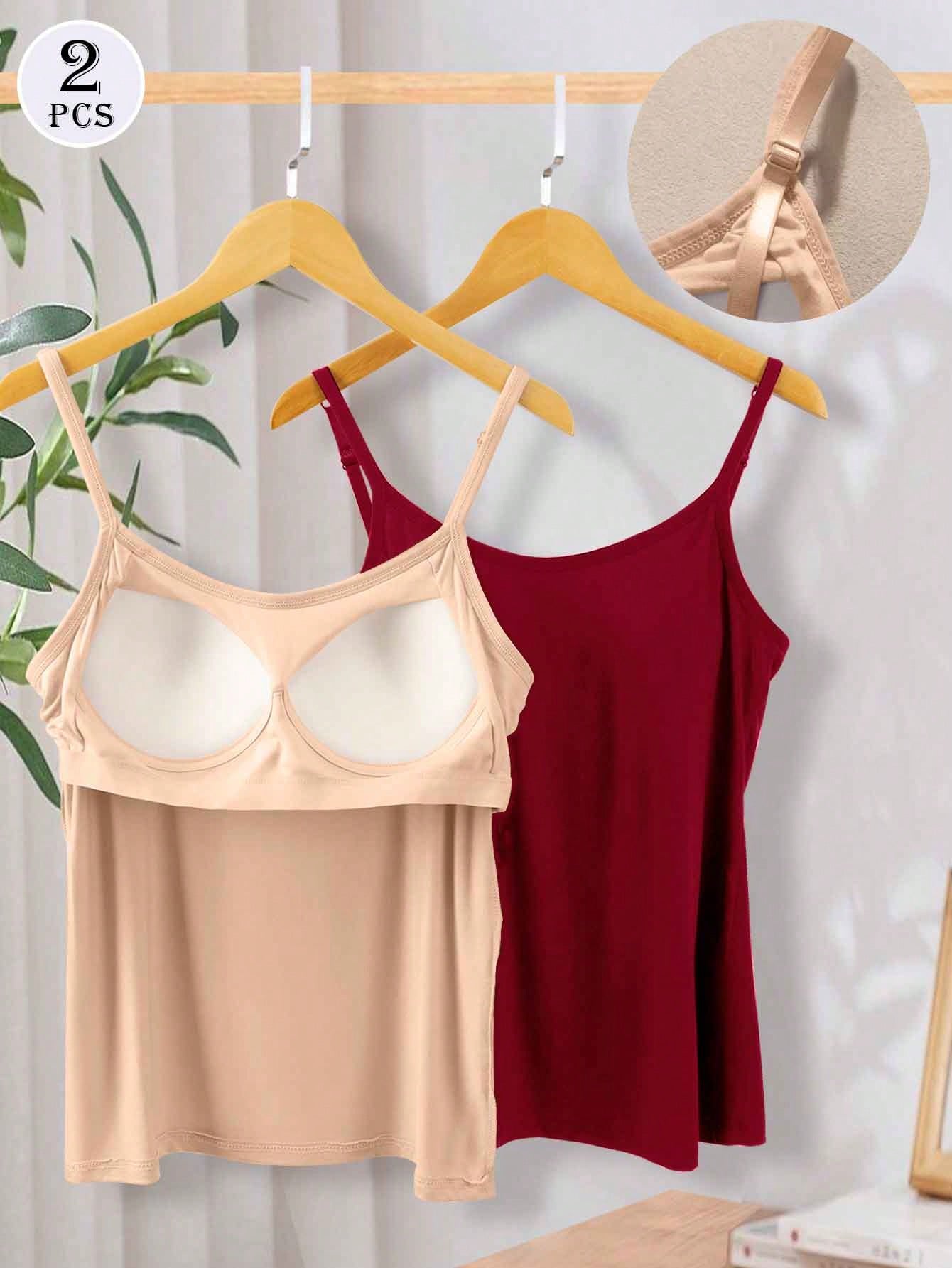 2pcs Camisole With Built-In Bra