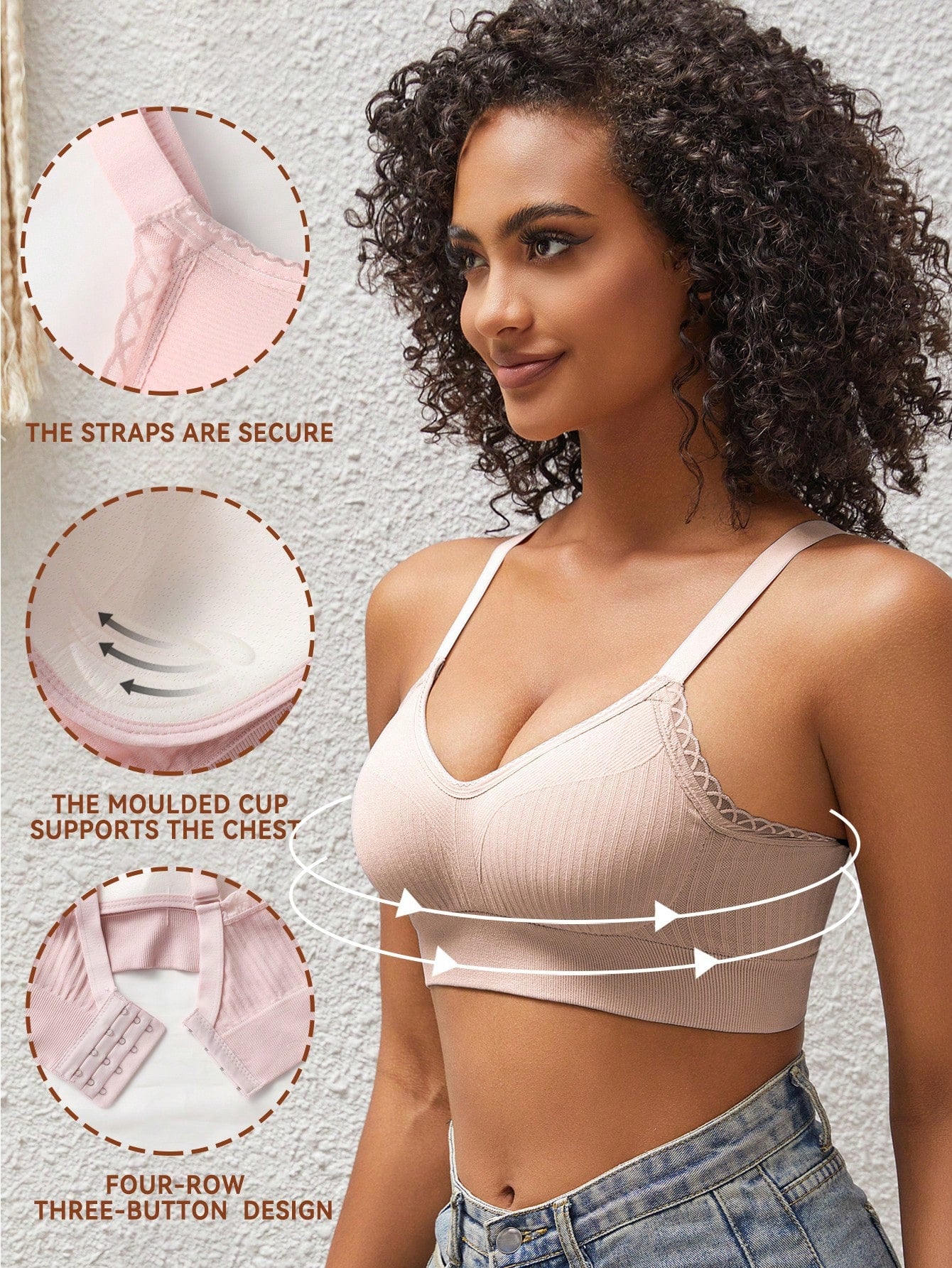 2pcs/Set Soft Seamless Lace Trim Bras, Comfortable Daily Support T-Shirt Bra