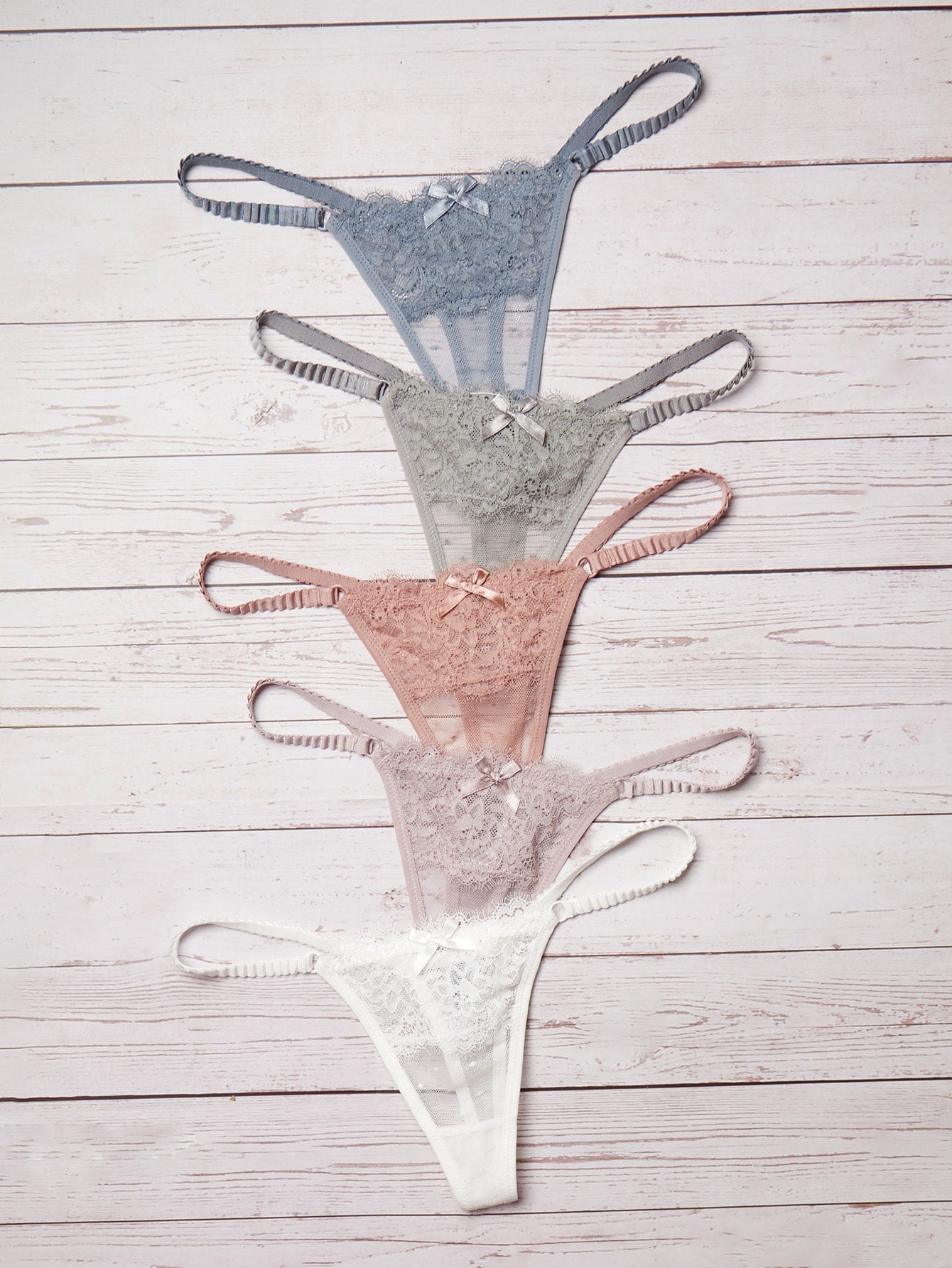 5pack Floral Lace Thong