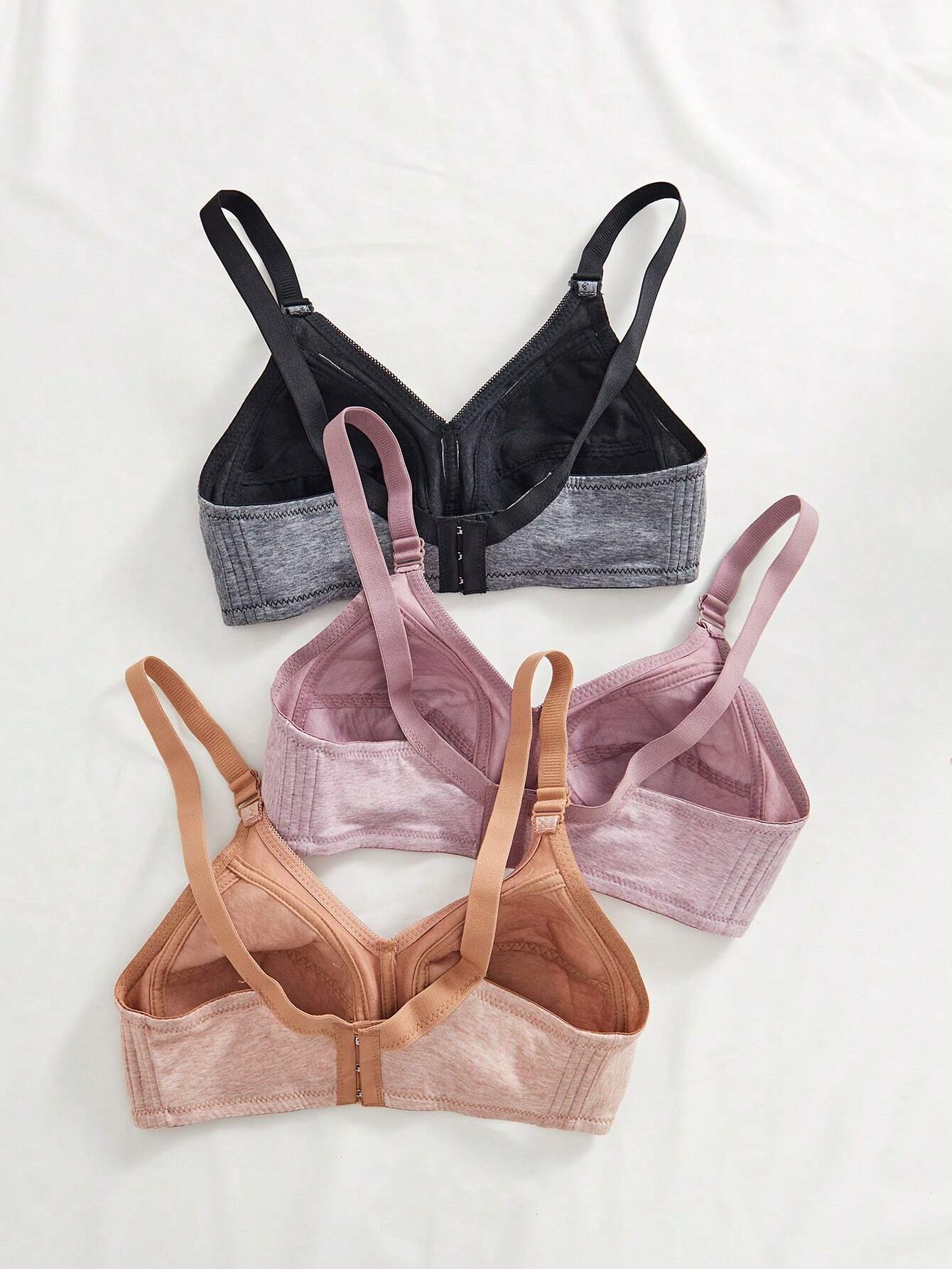 3PCS Comfortable Sleep Multicolour Wireless Soft Cup Solid Underwear Bra