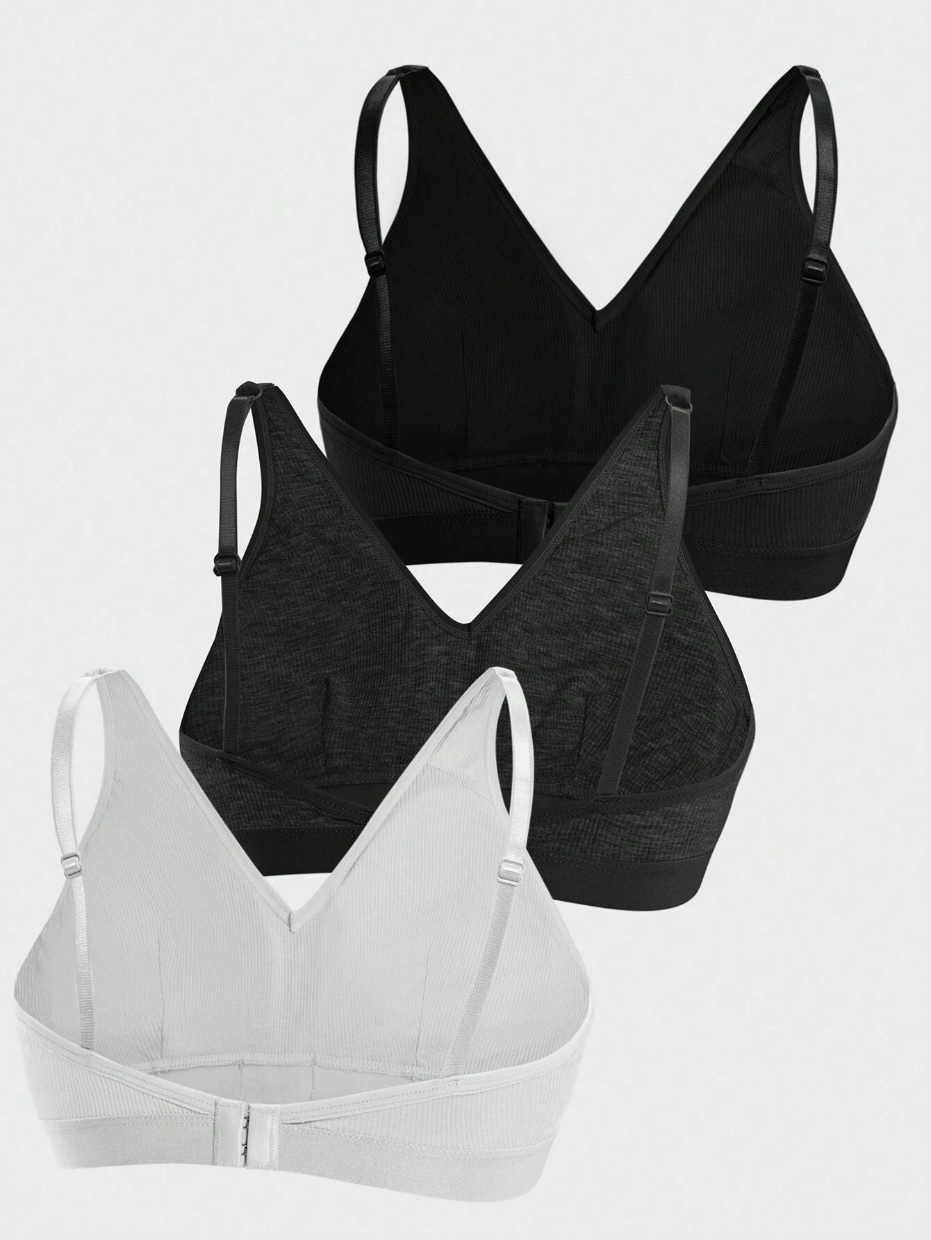 3PCS Ladies' Comfortable Wireless Soft Cup Solid Bra Underwear