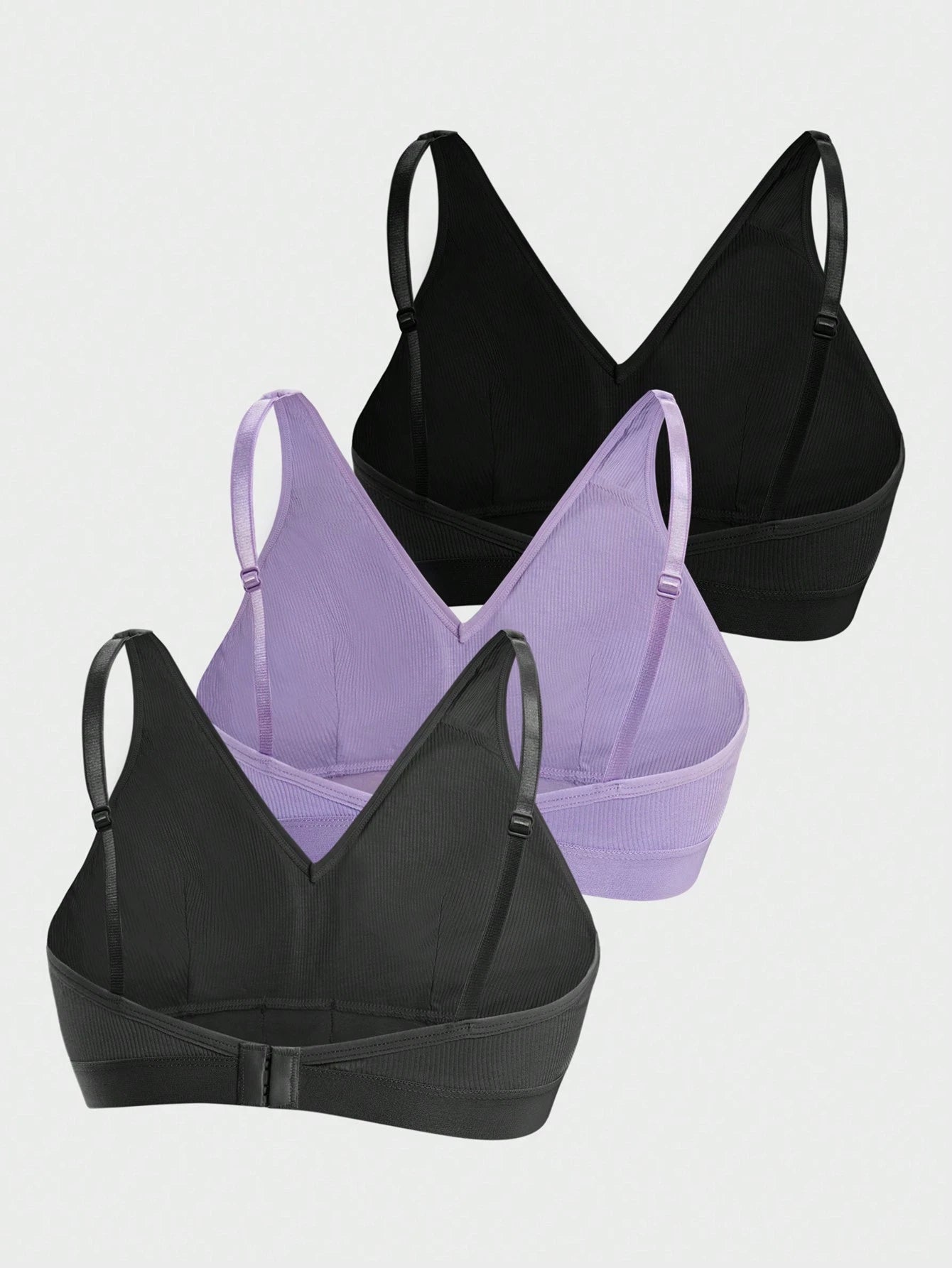 3PCS Ladies' Comfortable Wireless Soft Cup Solid Bra Underwear