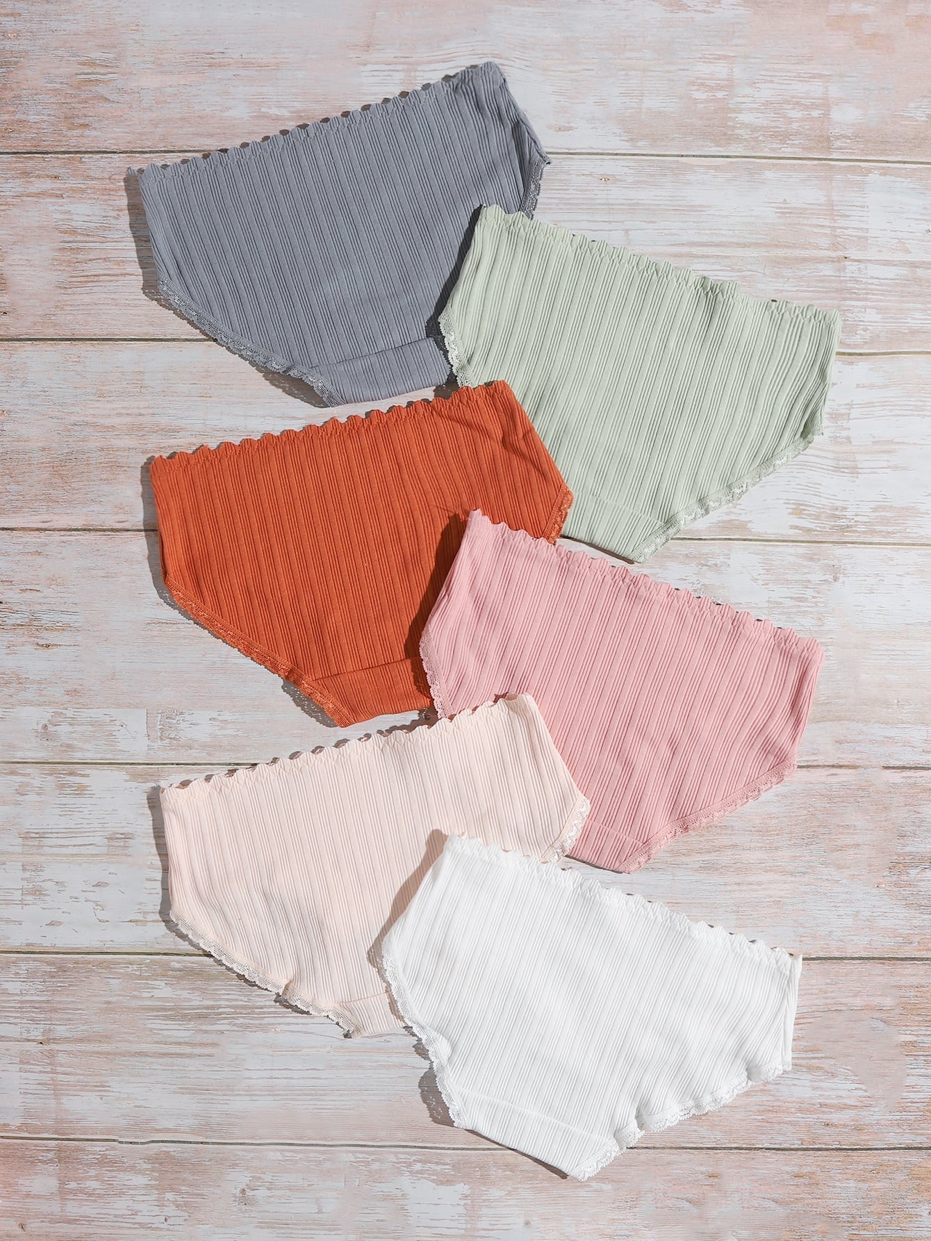 6pack Lace Trim Bow Front Panty