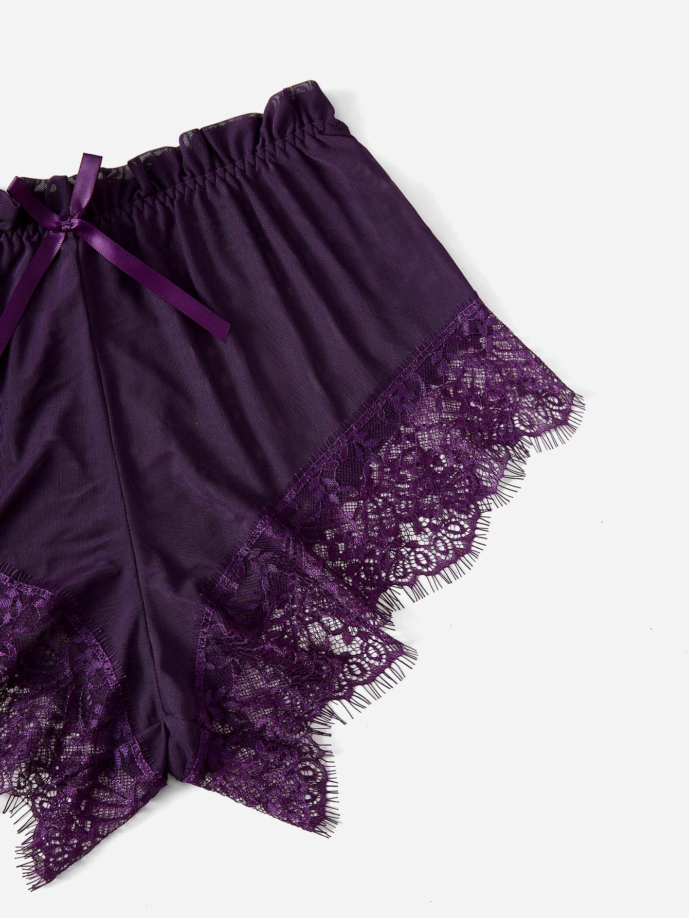 3pack Contrast Lace Mesh Lingerie Set & Robe & Belt