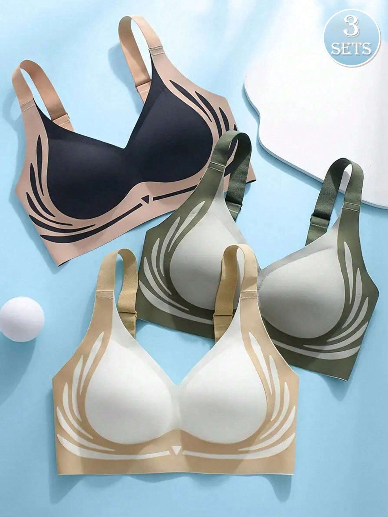 3pcs Seamless Wireless Bra