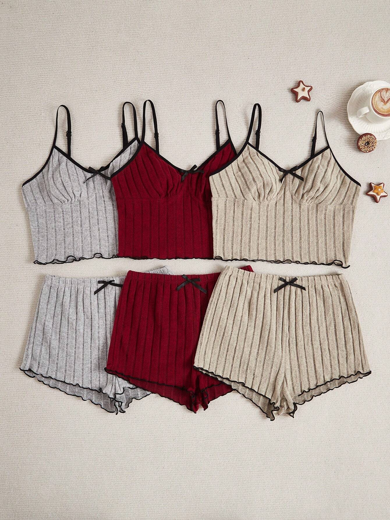 Women Casual Bow Decor Cami Top & Shorts