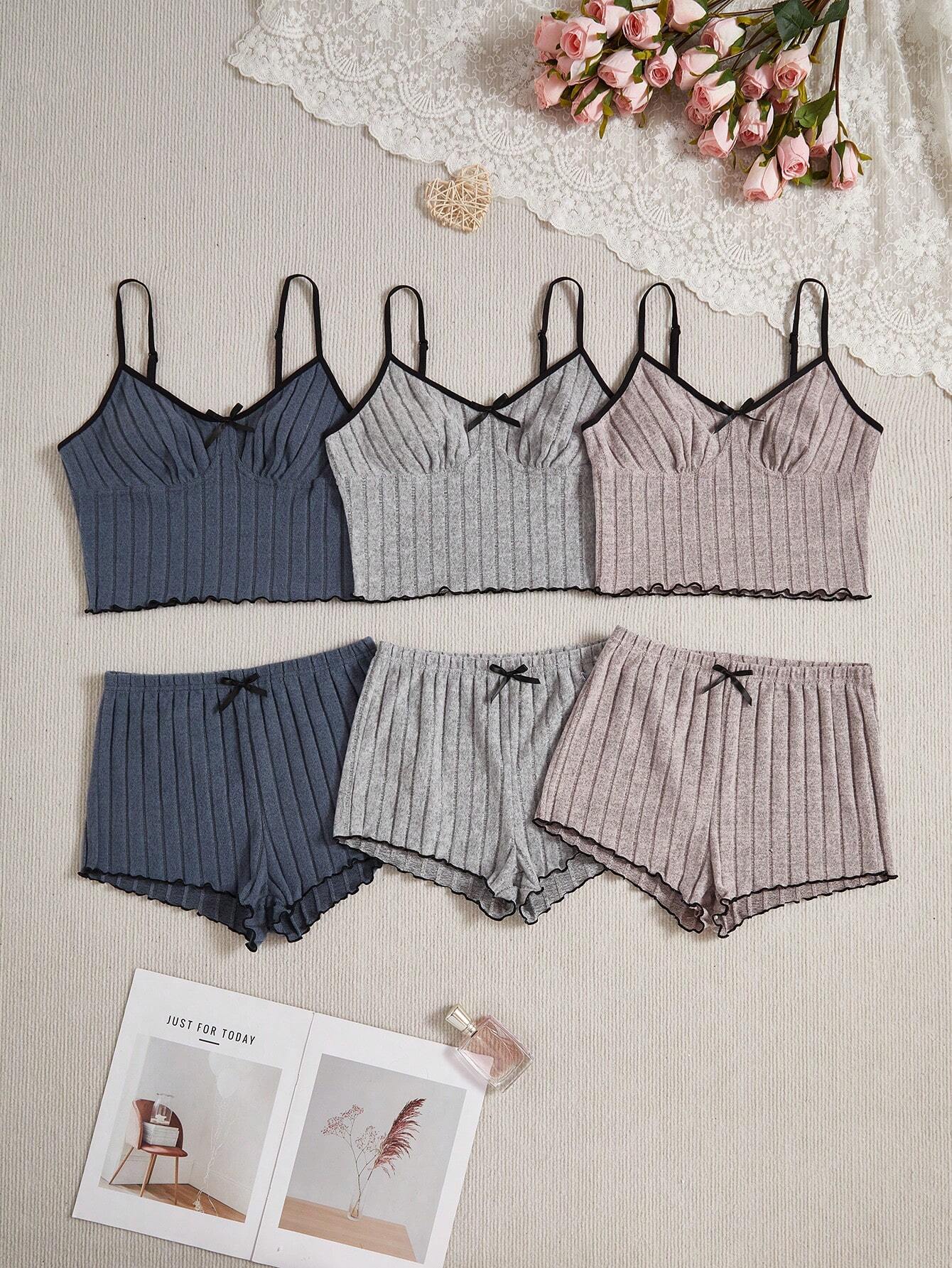 Women Casual Bow Decor Cami Top & Shorts