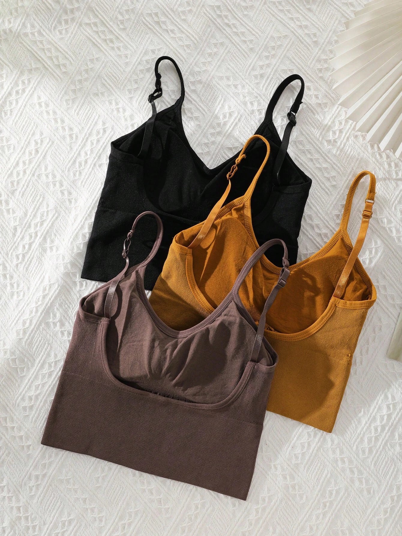 3pcs Solid Color U-Shaped Spiral Strap Backless Bra With Adjustable Shoulder Straps