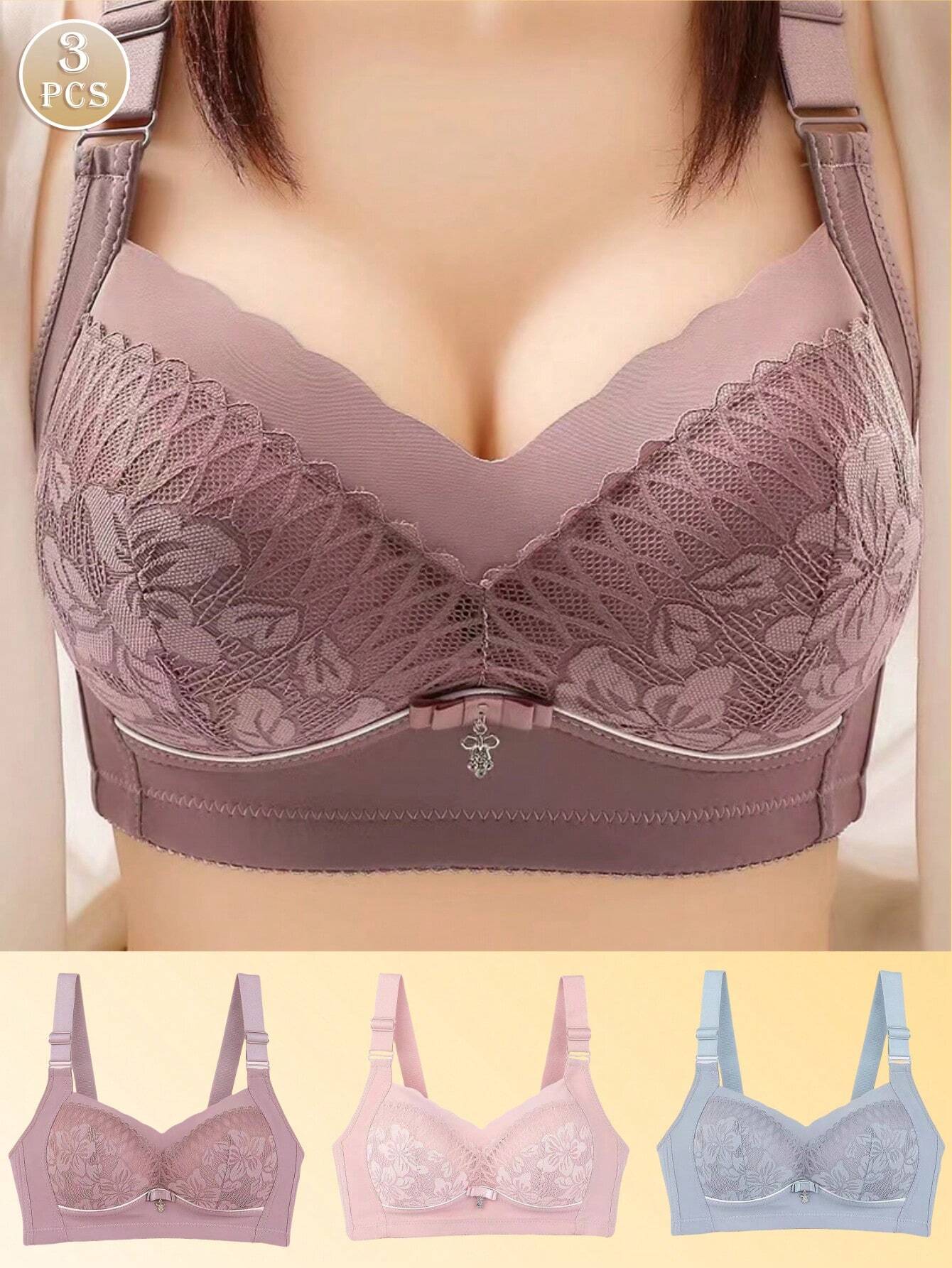 3pcs Wireless Sexy Adjustable Minimizer Bras