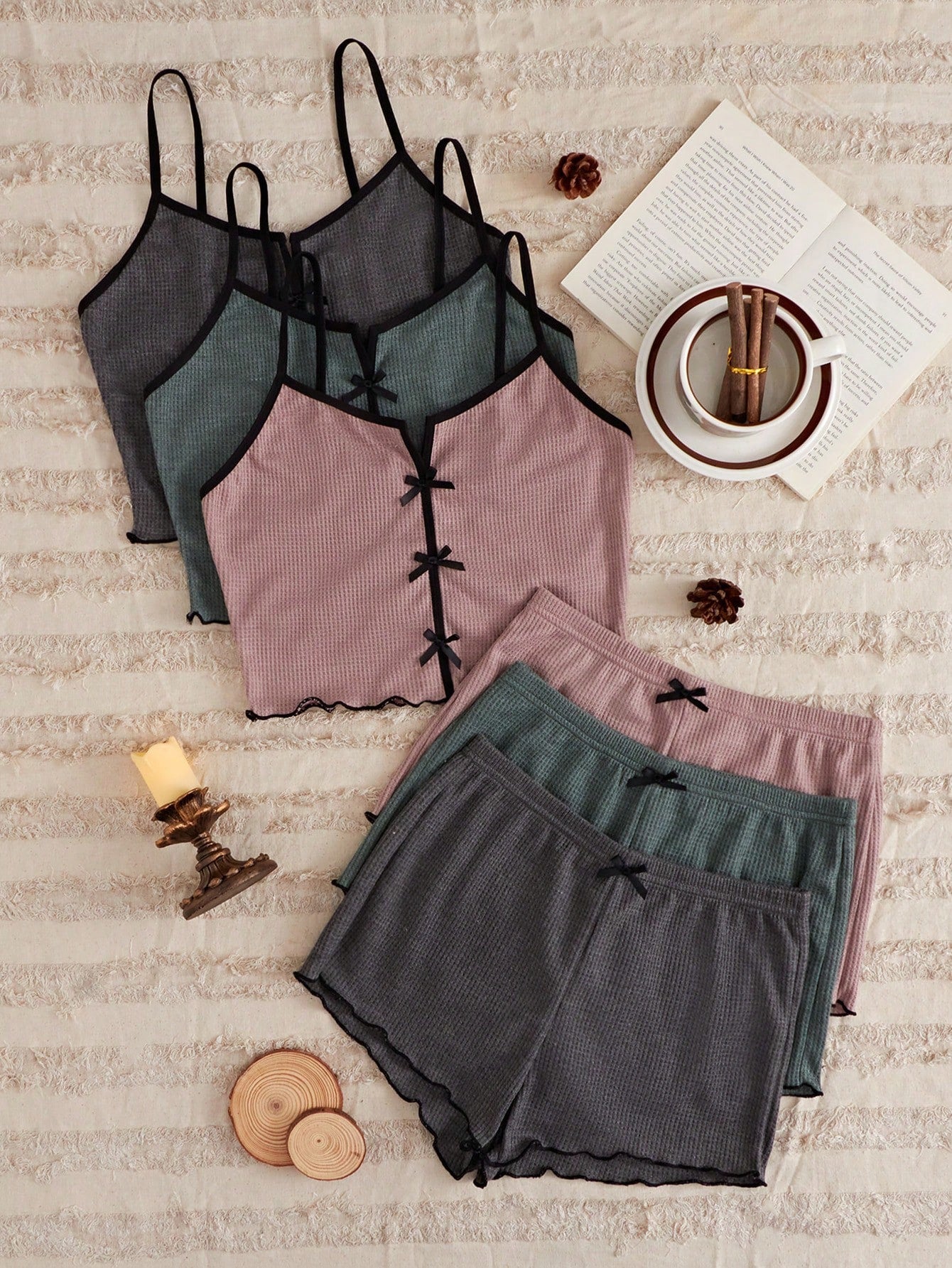 3sets Lettuce Trim Lounge Set