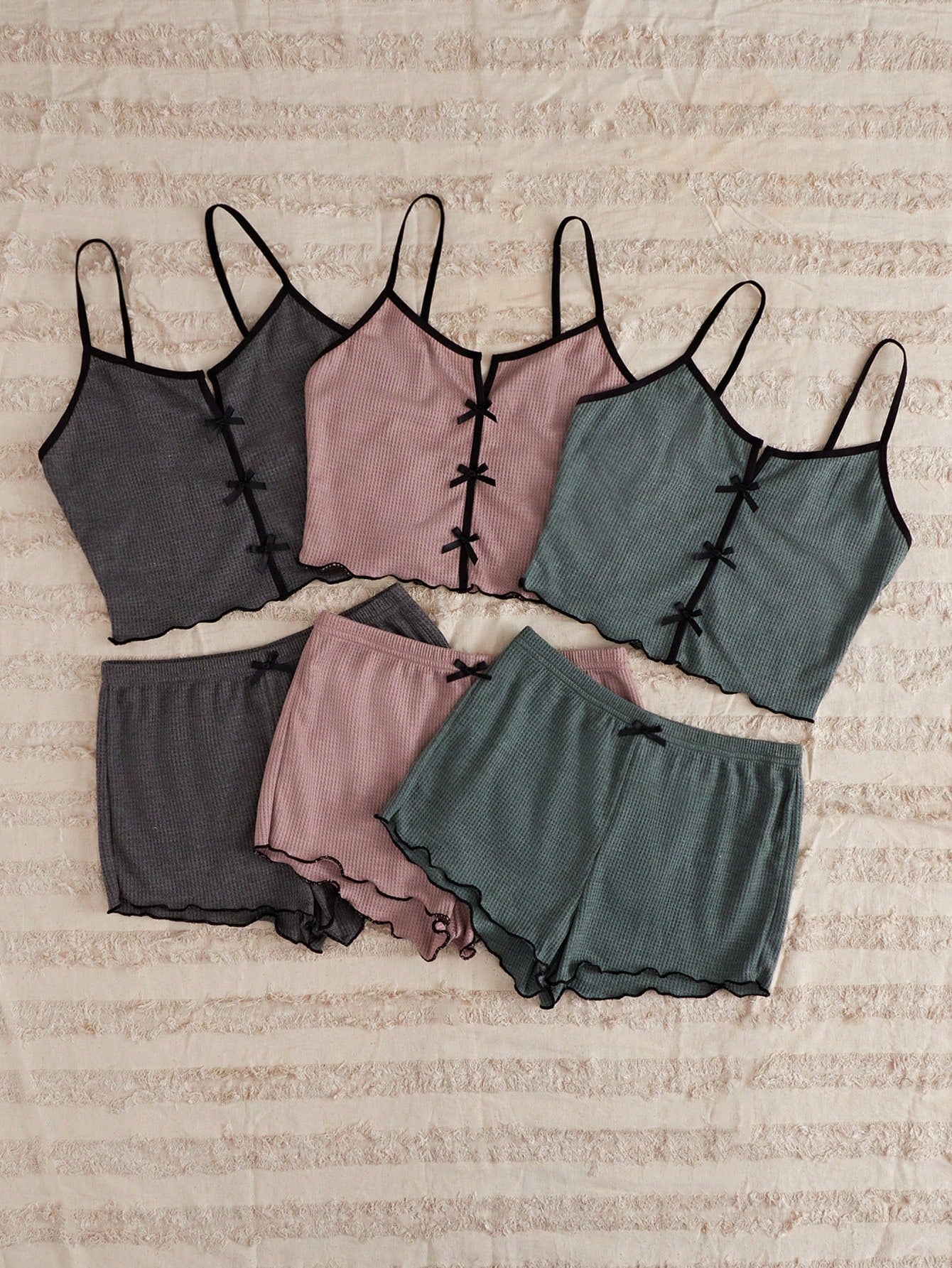 3sets Lettuce Trim Lounge Set