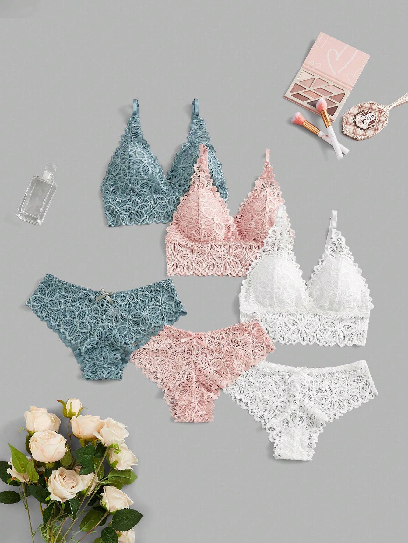Women's Lace Decorated Bra Set