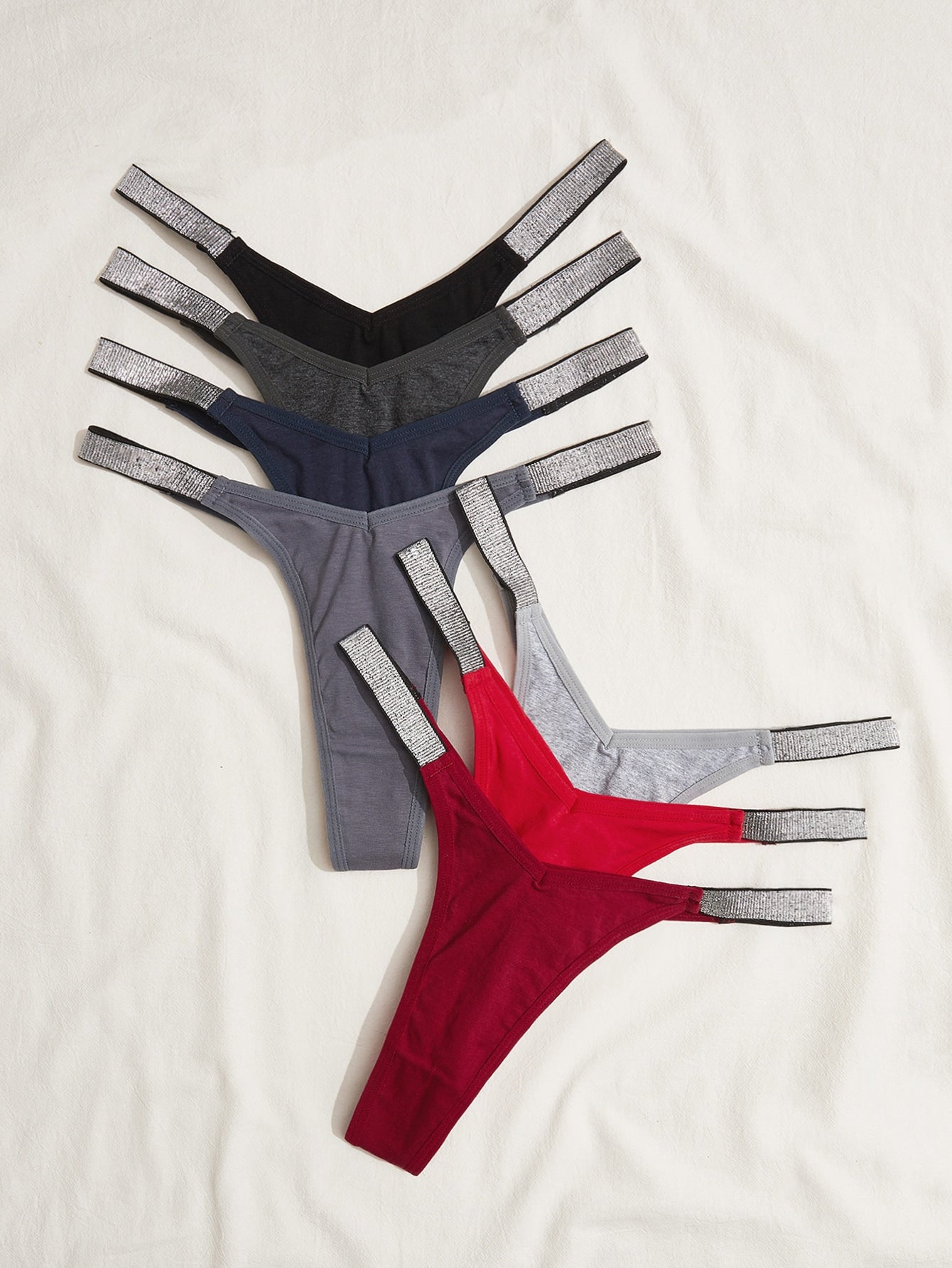 7pack Contrast Tape No Show Panty Set