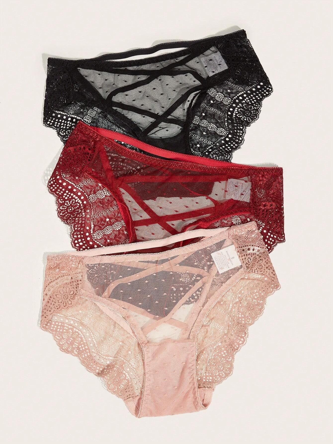 3pack Criss Cross Lace Panty Lingerie