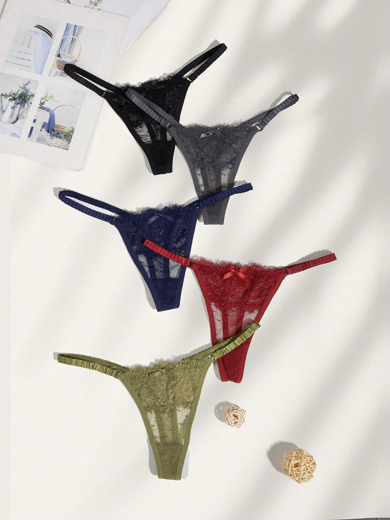 5pack Floral Lace Thong XS multicolour 7