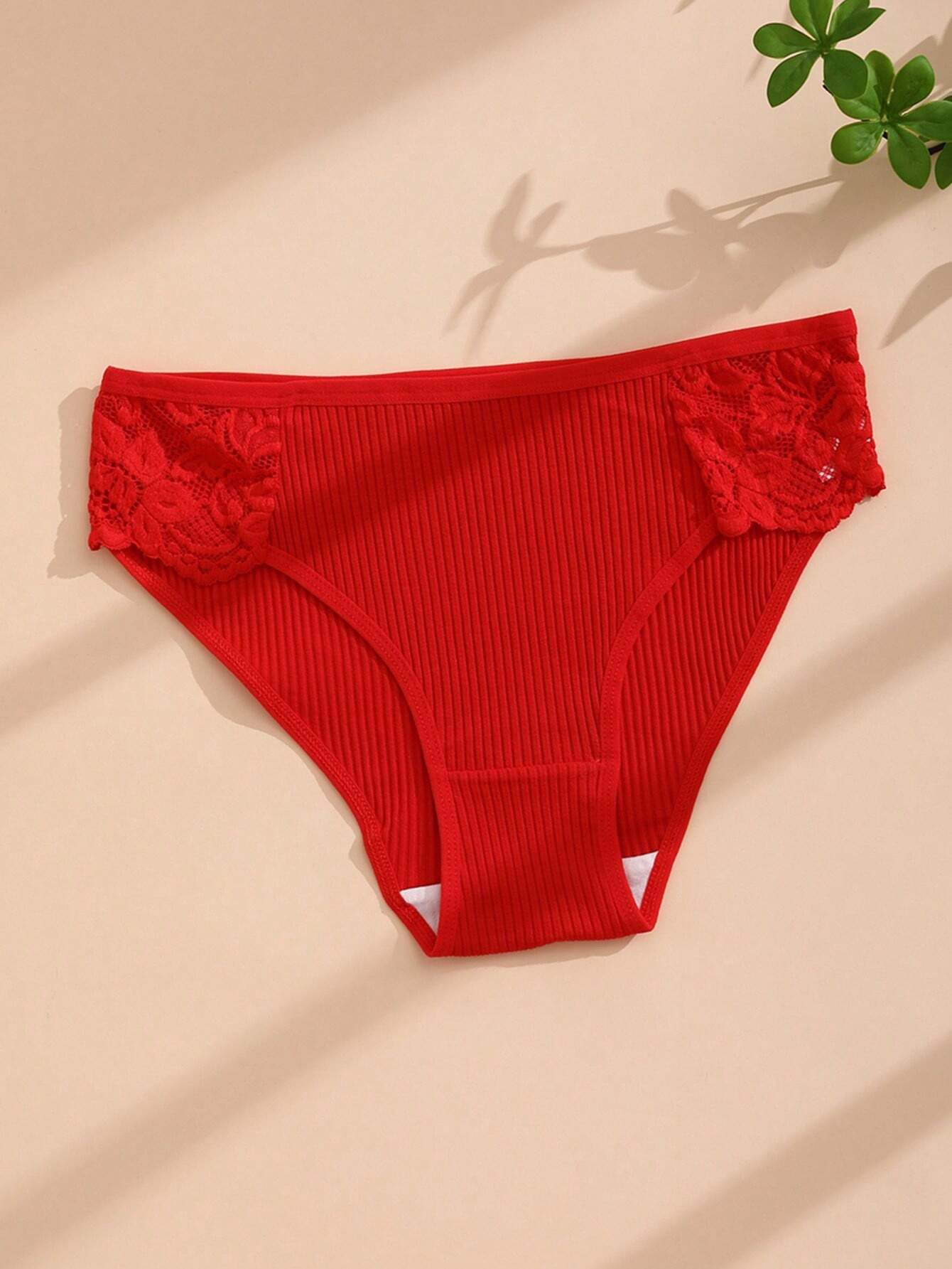 7pcs/Set Women's Solid Color Low-Rise Lace Breathable Triangle Panties For Teen Girls