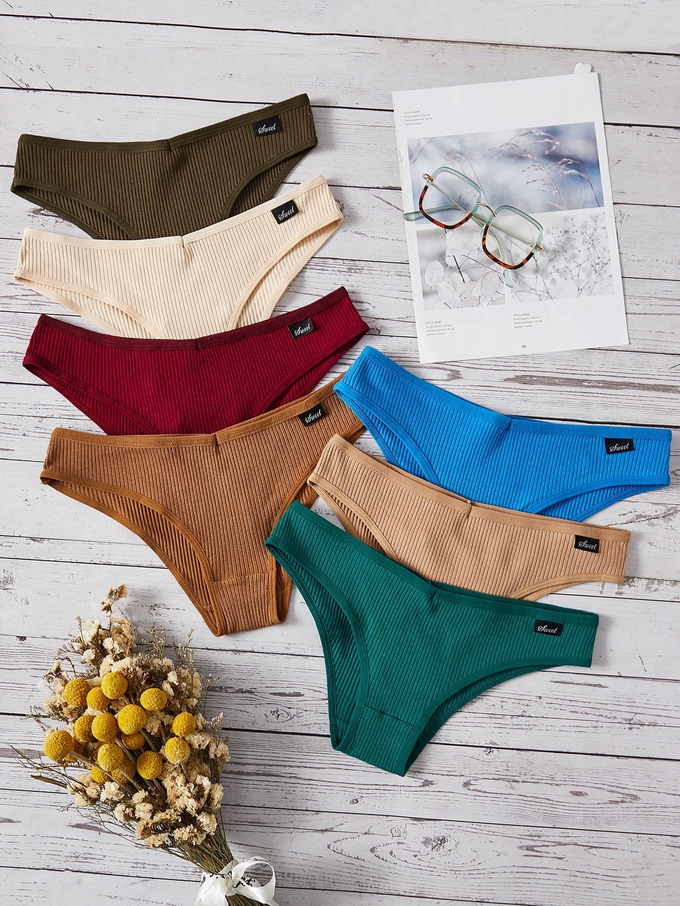 7pack Solid Rib Panty