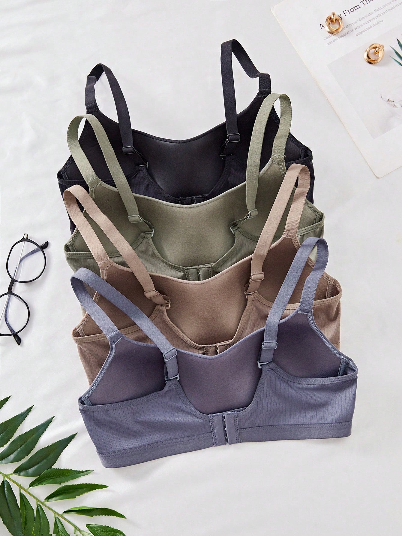 Casual Stripe Wireless Soft Cup Solid Bralette Lingerie Underwear Bra