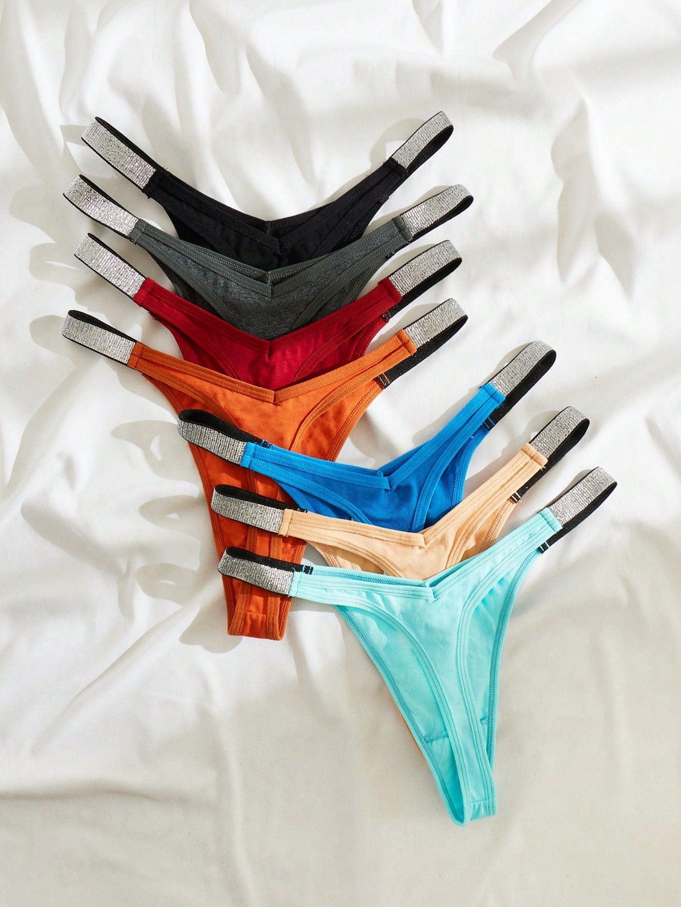 7pack Contrast Tape No Show Panty Set