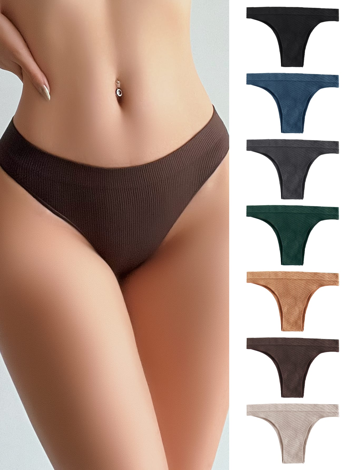 7pack Solid Seamless Panty