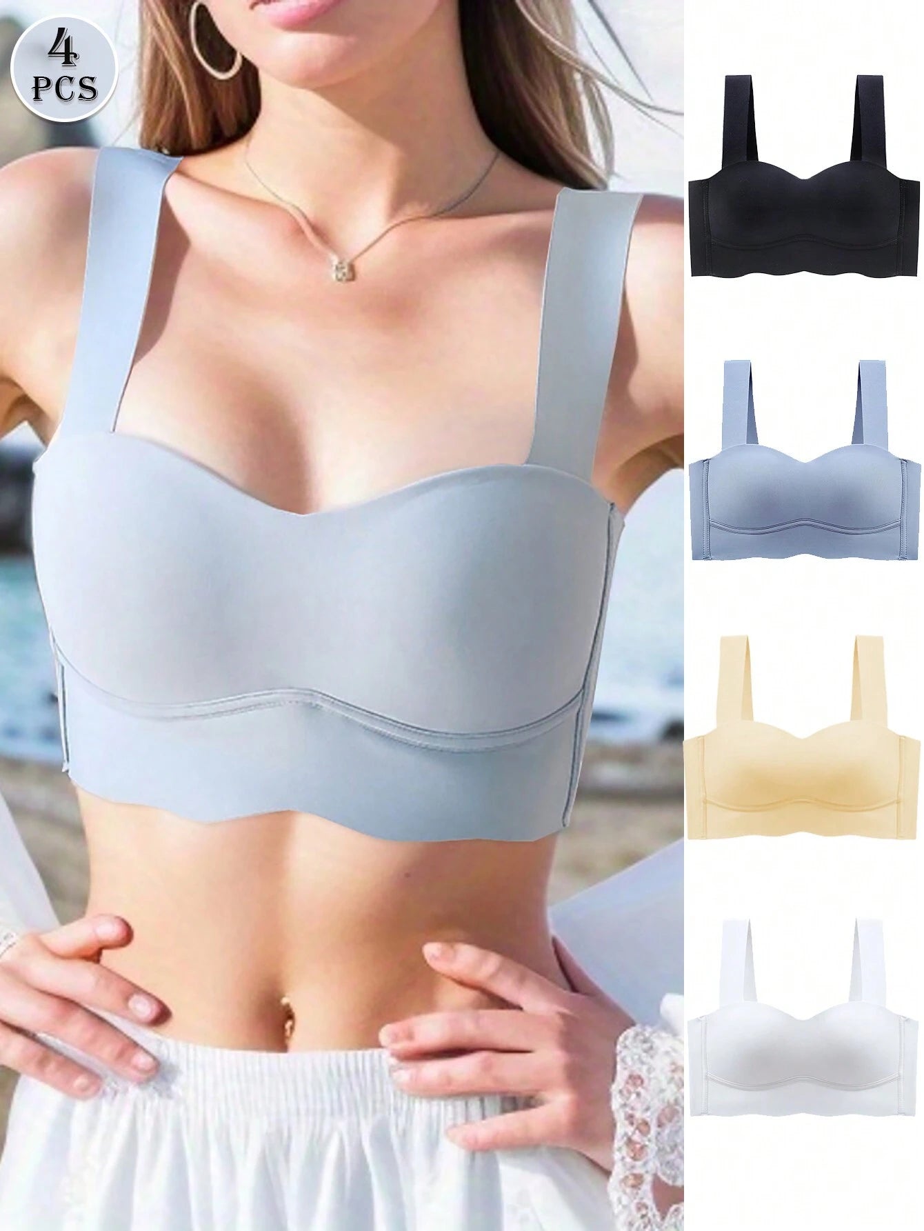 4pcs/Pack Seamless Soft Wireless Bras