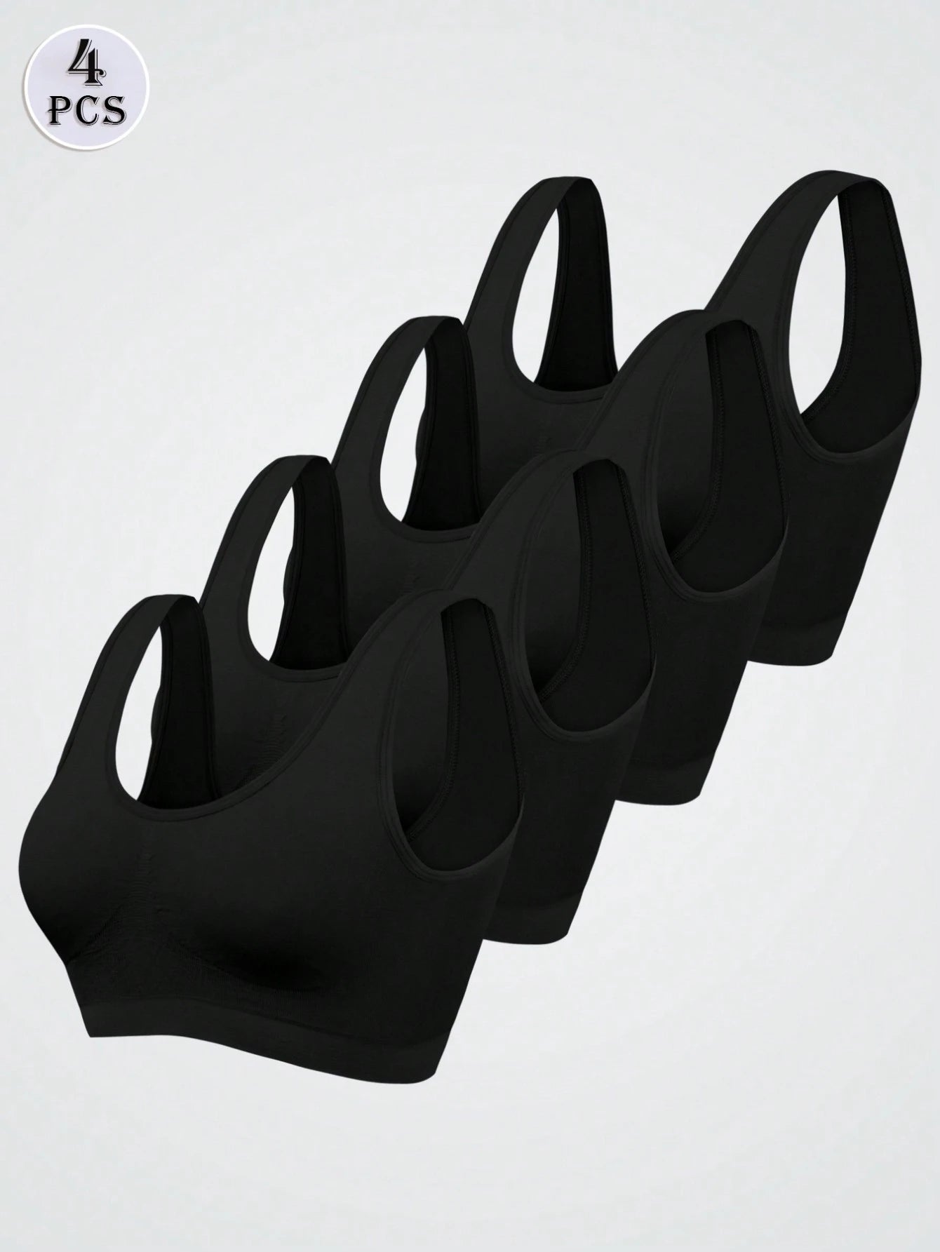 4pcs/Pack Women Seamless Sports Bra With Wireless Breathable Vest Style