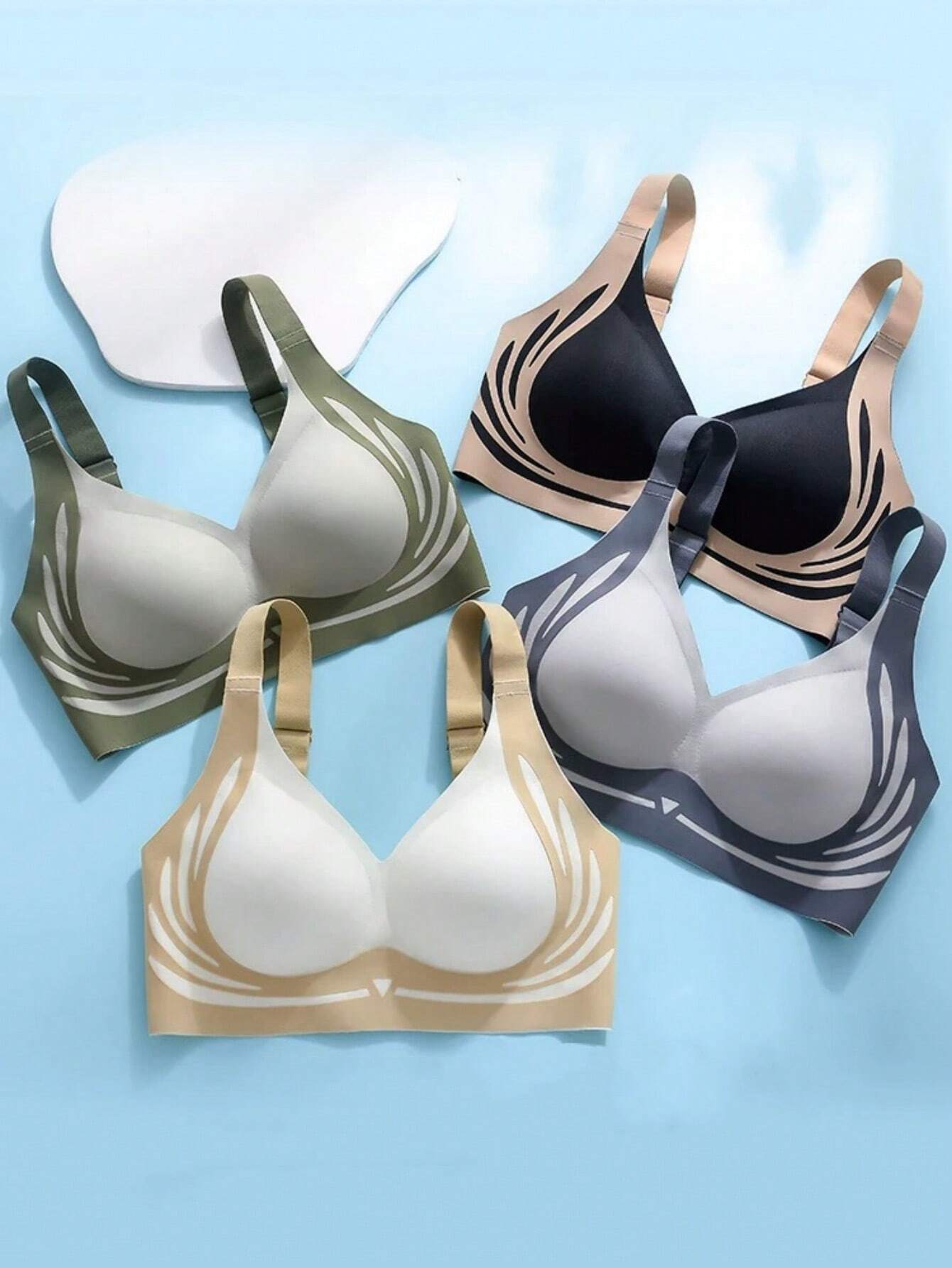 4pcs/Set Women's Wireless Minimalist Lift Seamless Bras With Back Closure