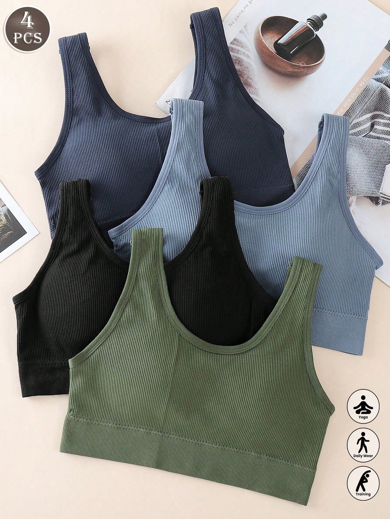 4pcs Sports Racerback Padded Bras