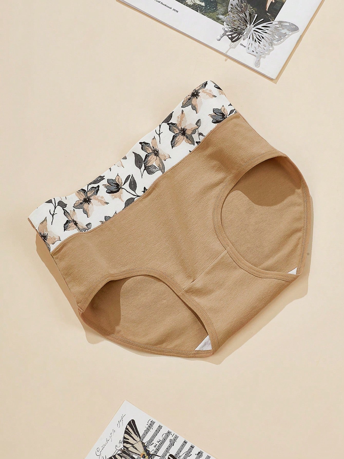 4pcs Women Cotton High Waist Panty, Minimalist Plus Size Briefs With Printed Pattern