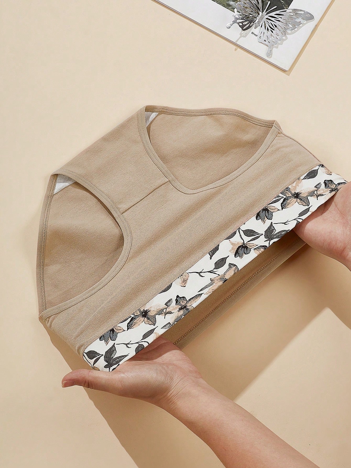 4pcs Women Cotton High Waist Panty, Minimalist Plus Size Briefs With Printed Pattern