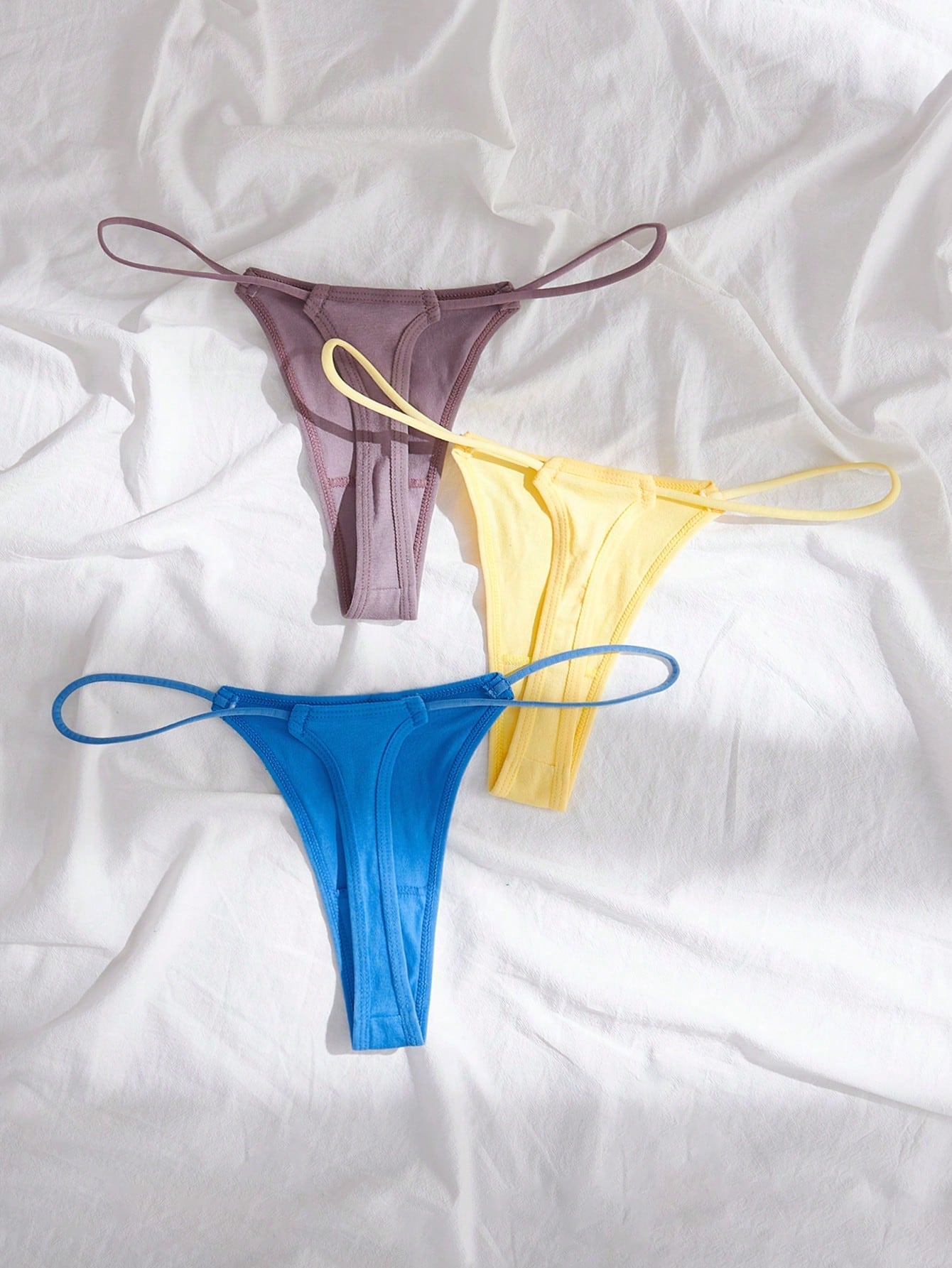 3pack Solid No Show Thong Set