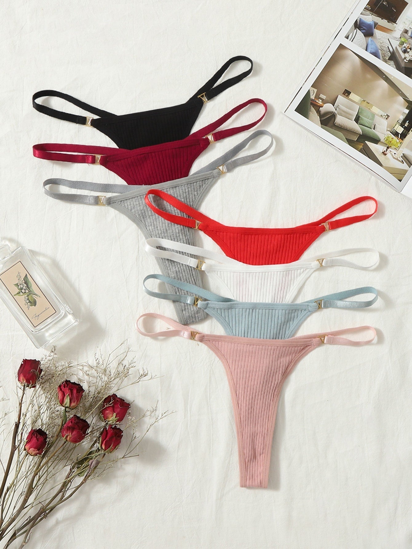 7pack Ribbed Knit Thong