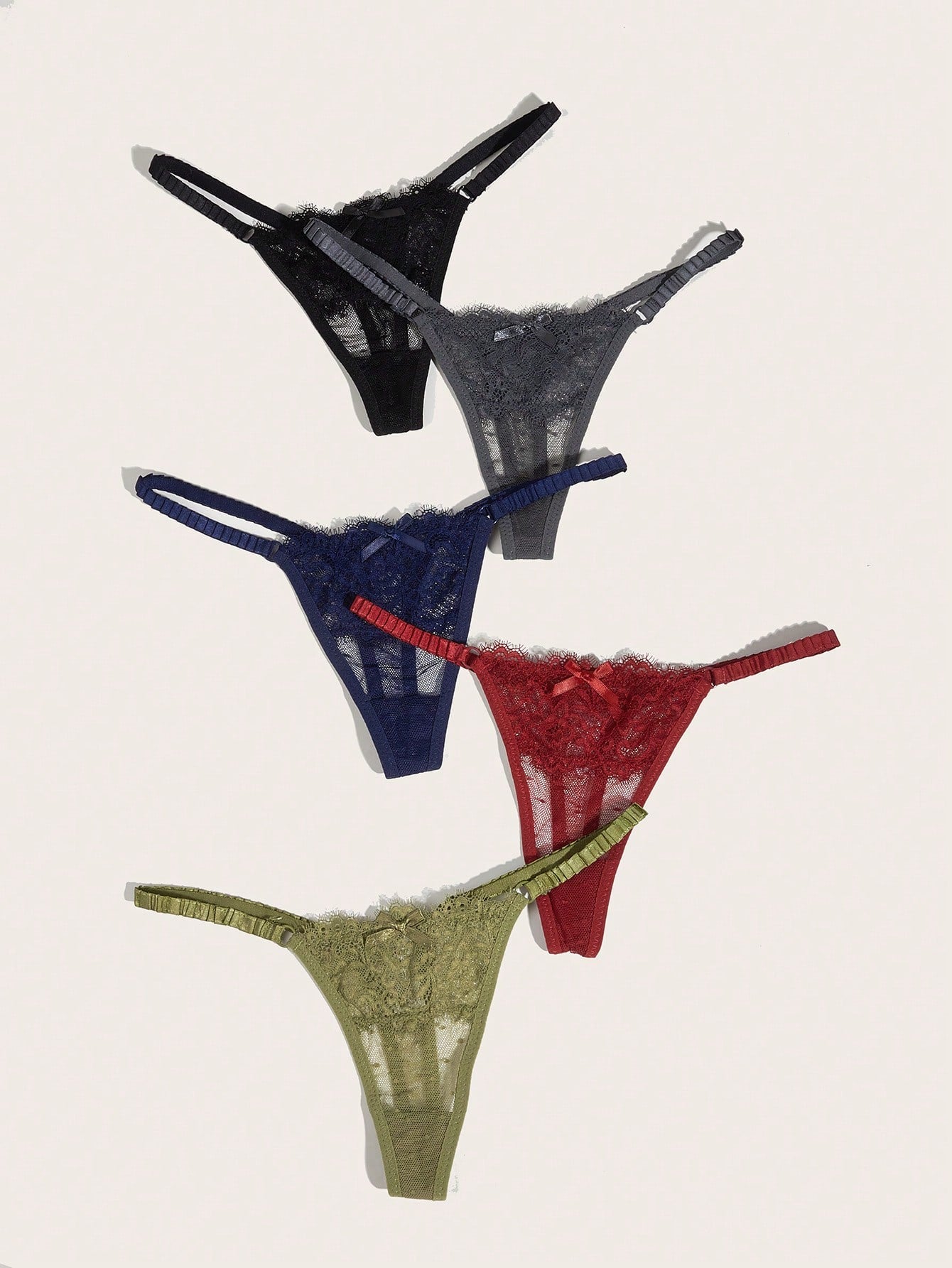 5pack Floral Lace Thong