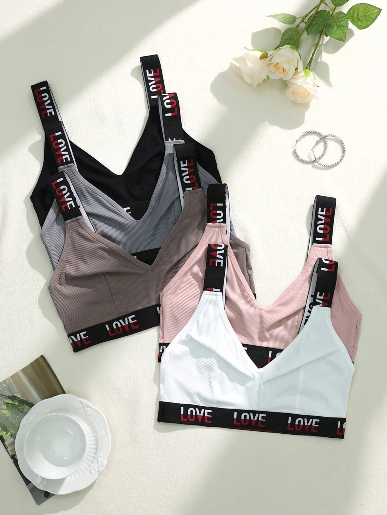 Padless Letter Strap Bra