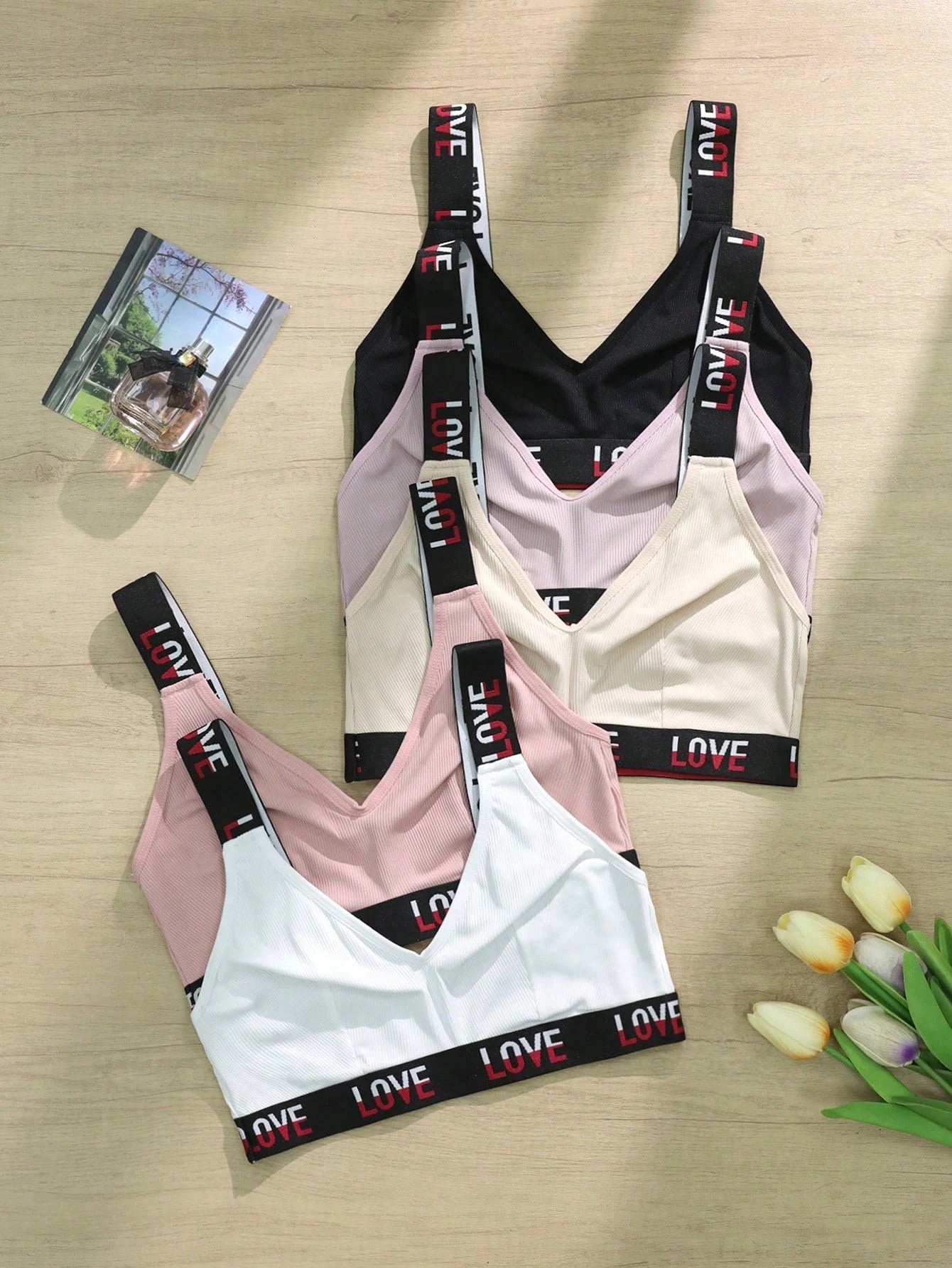 Padless Letter Strap Bra