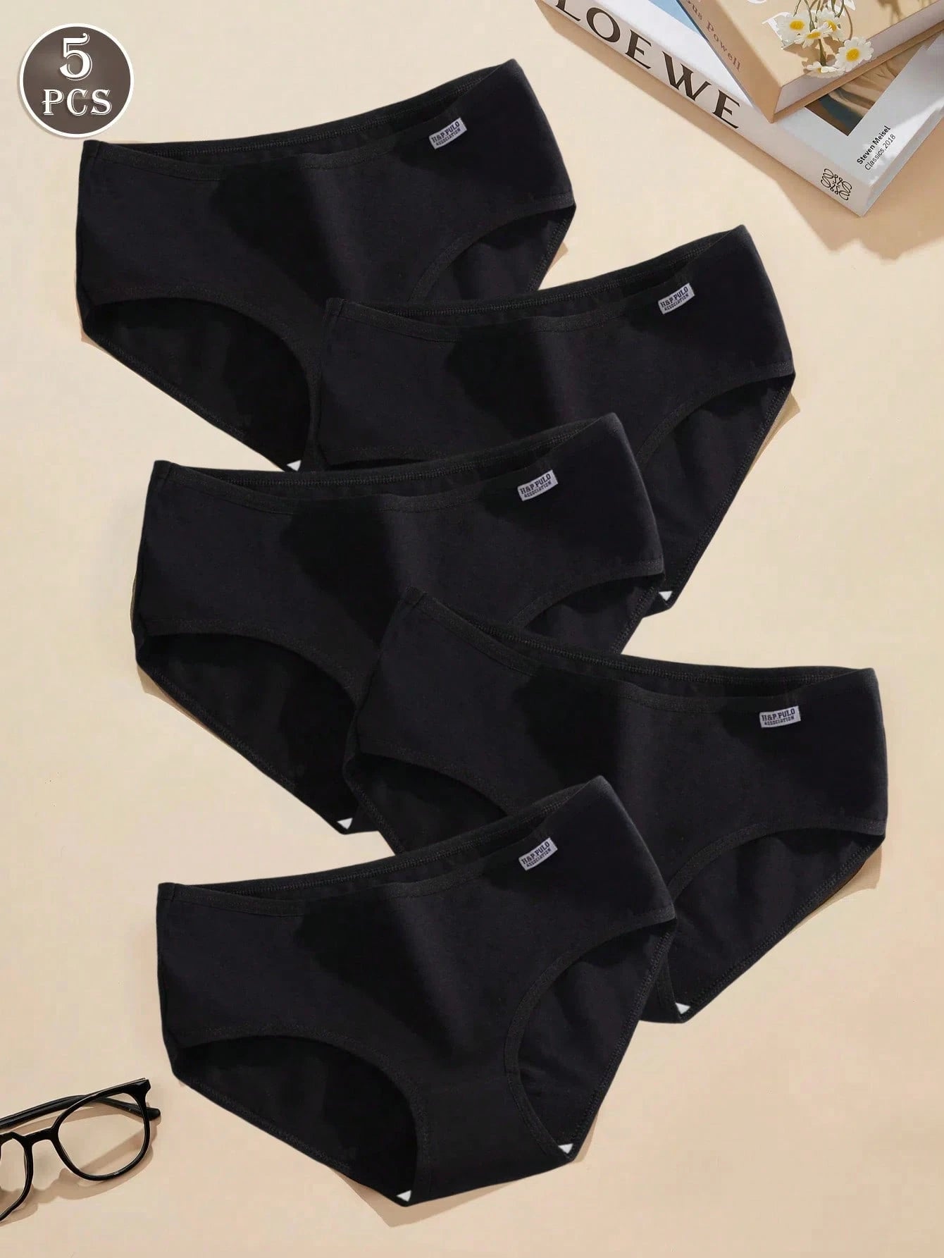 5pcs/Pack Maillard Women's Solid Color Low-Waist Briefs