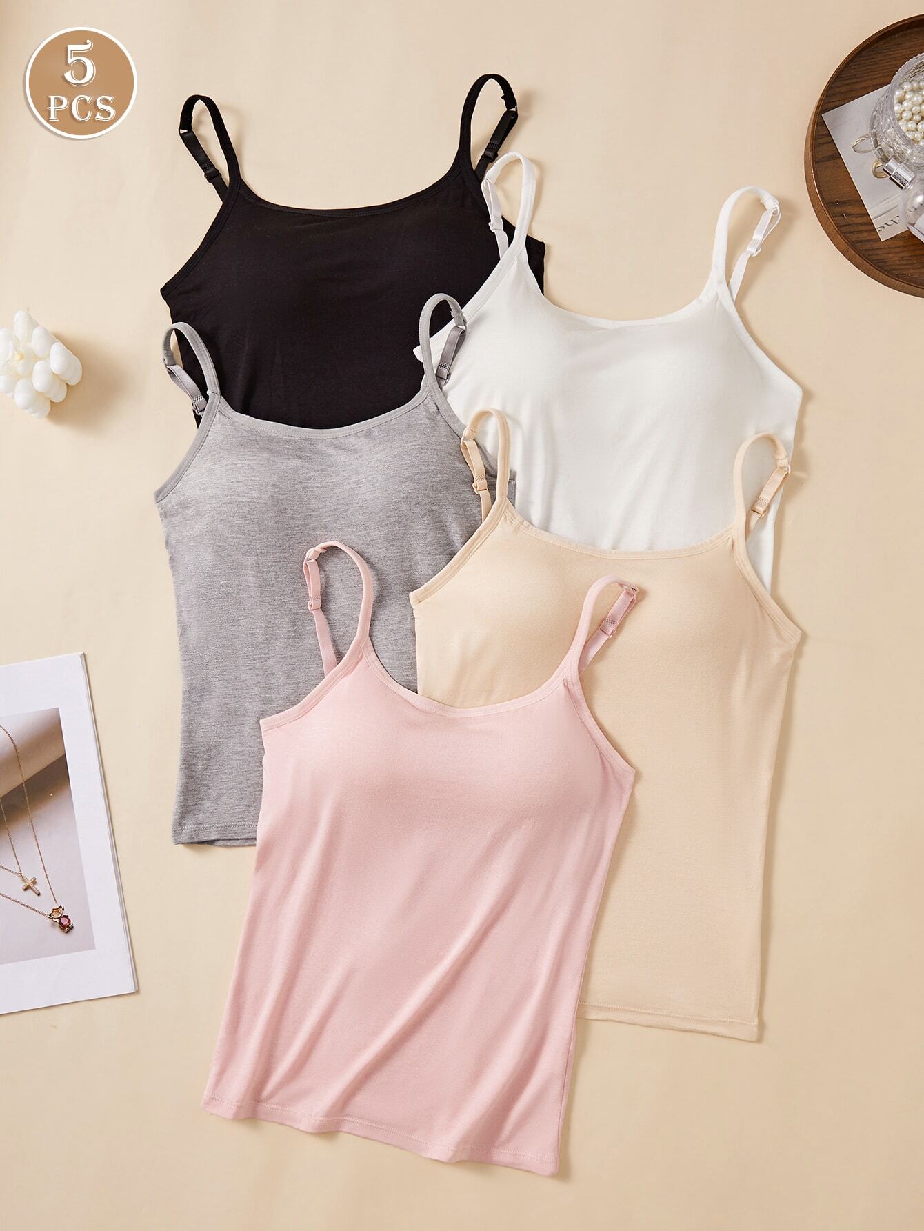 Women Comfortable Modal Camisole With Fixed Cup, Slim Fit Tank Top