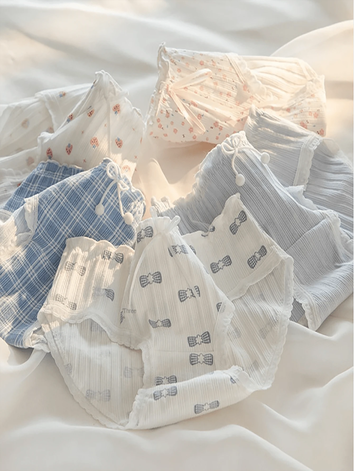 5pcs/set Women's Underwear Panties With Fashion Thread And Bowknot Detail