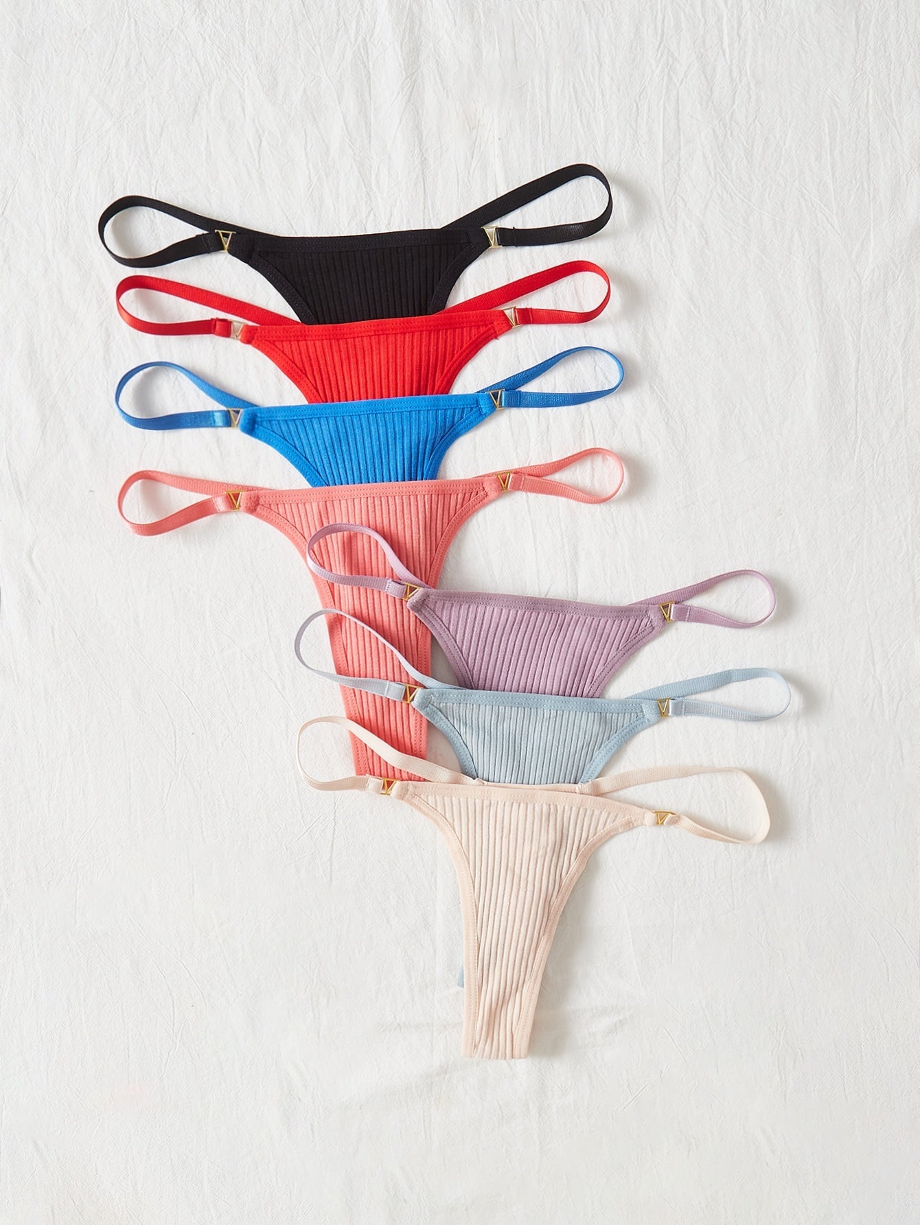 7pack Ribbed Knit Thong