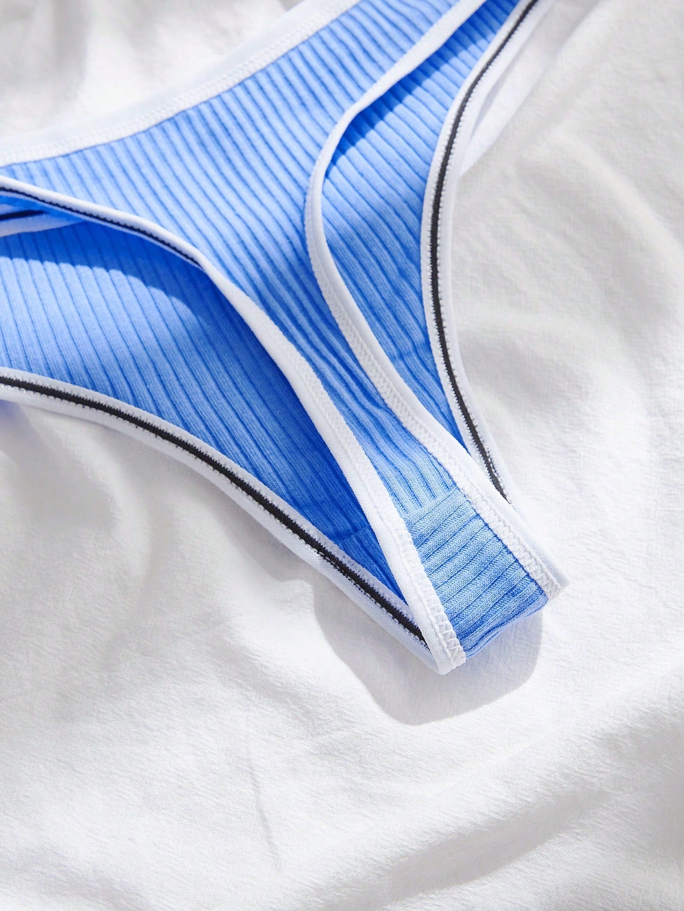 7pack Contrast Binding Ribbed Knit Thong