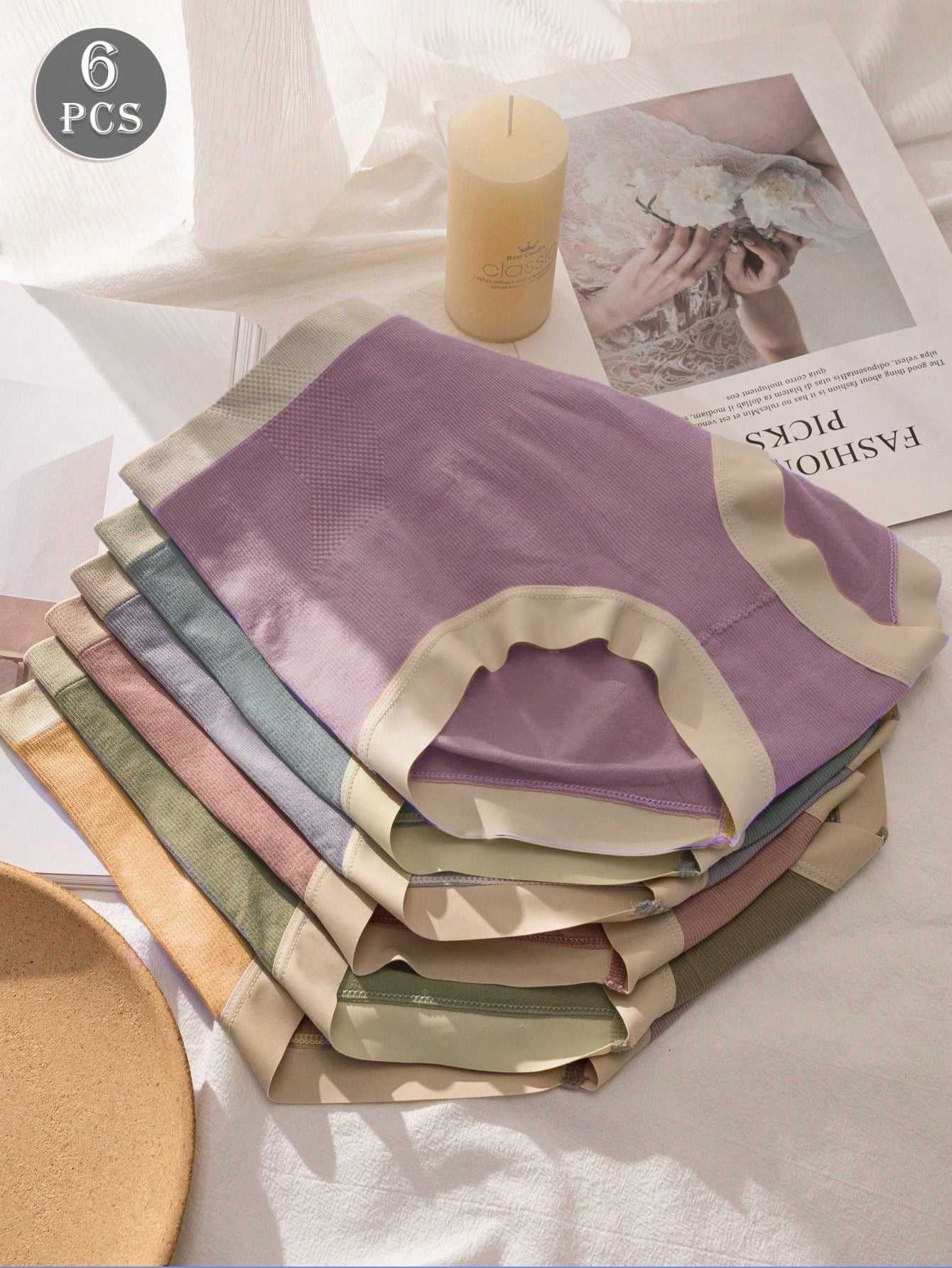 6pcs Women High Waisted Seamless No Show Hipster Panties