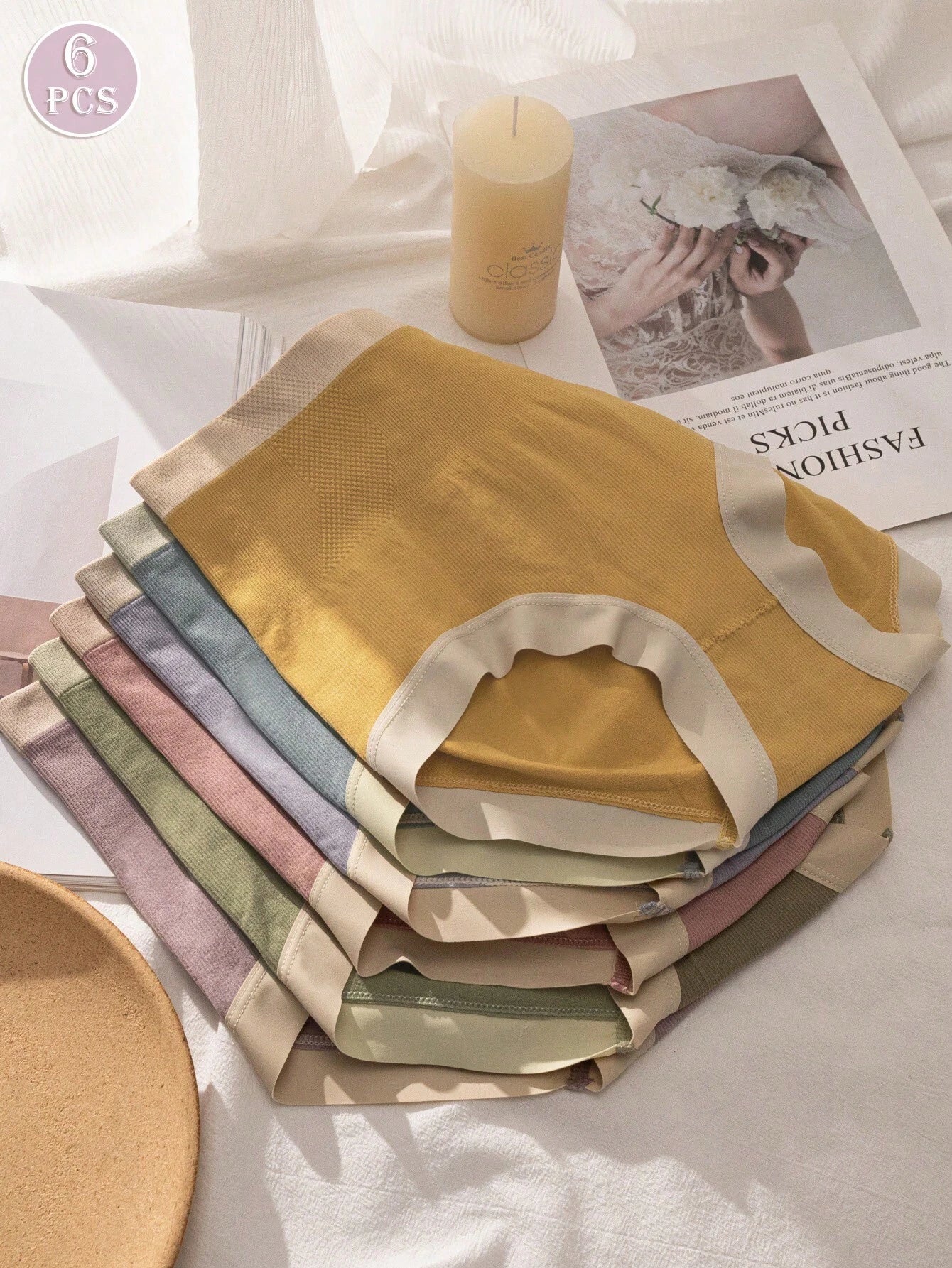 6pcs Women High Waisted Seamless No Show Hipster Panties