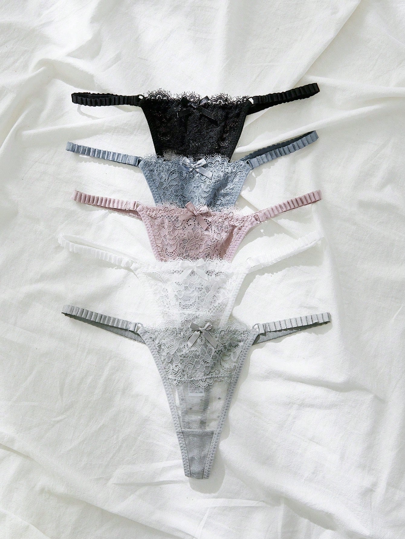 5pack Floral Lace Thong